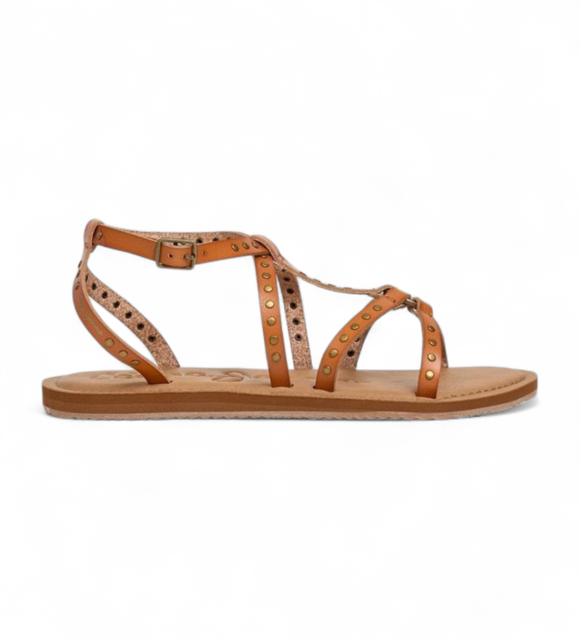 Pepe Jeans für Damen. PLS700017 Braune Rio-Nieten-Sandalen (39), Wohnung, Schnalle, Lässig
