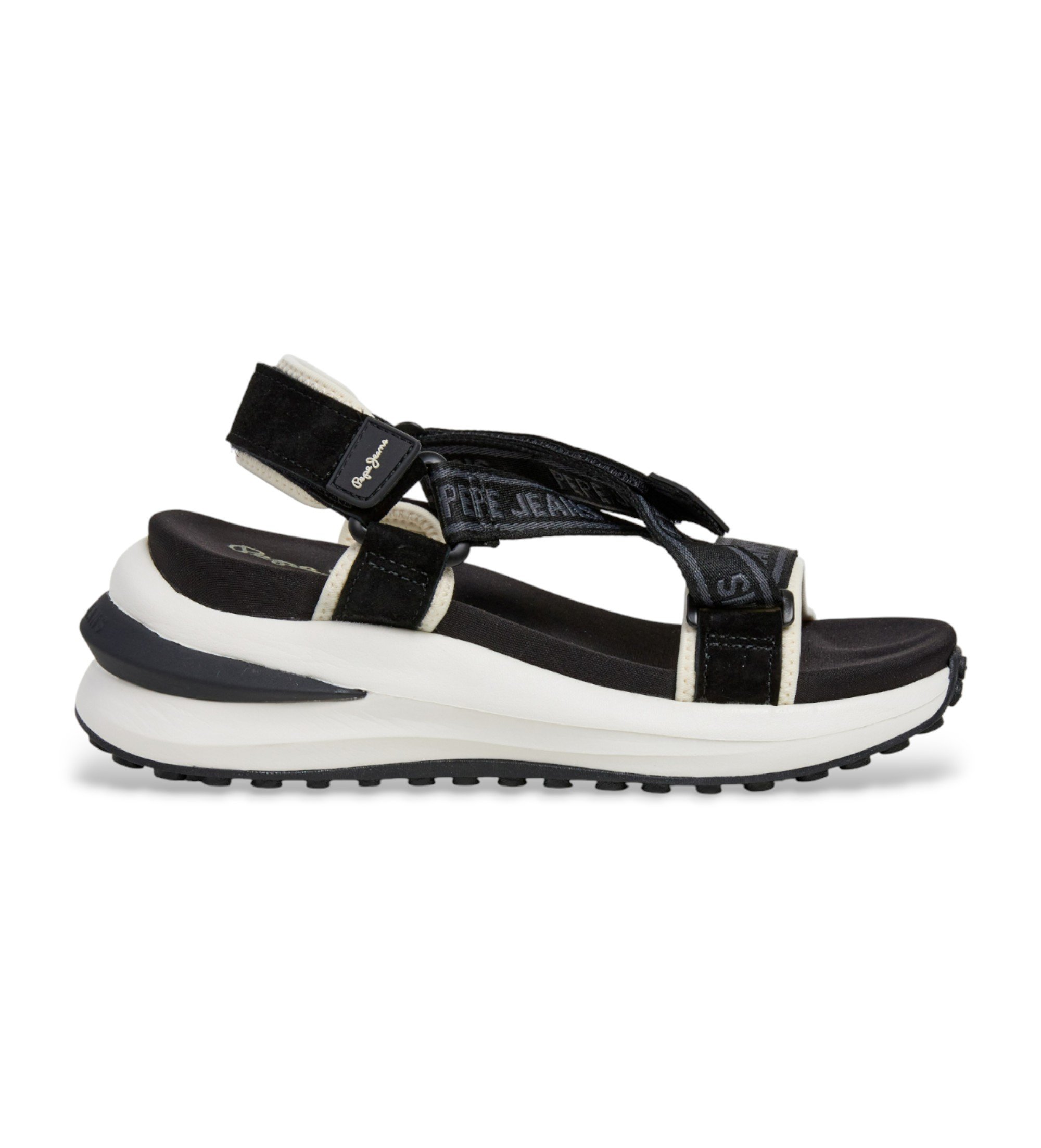 Pepe Jeans für Damen. PLS900025 Winslove Soft Sandalen schwarz (40), 3 bis 5 cm, Klettverschluss, Lässig