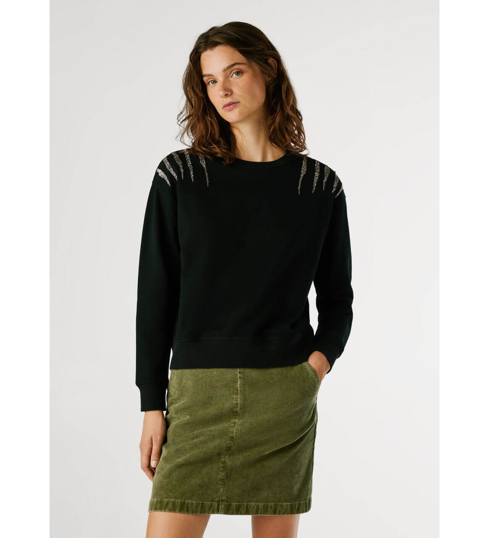 Pepe Jeans für Damen. PL5800024 Barny Sweatshirt schwarz (M), Lässig, Baumwolle