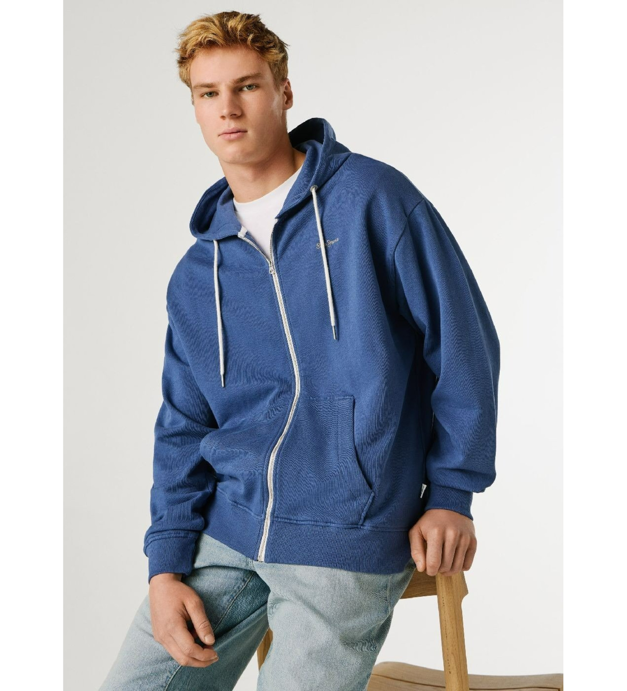 Pepe Jeans für Herren. PM5800156 Sweatshirt Geo Zip blau (XL), Lässig, Baumwolle
