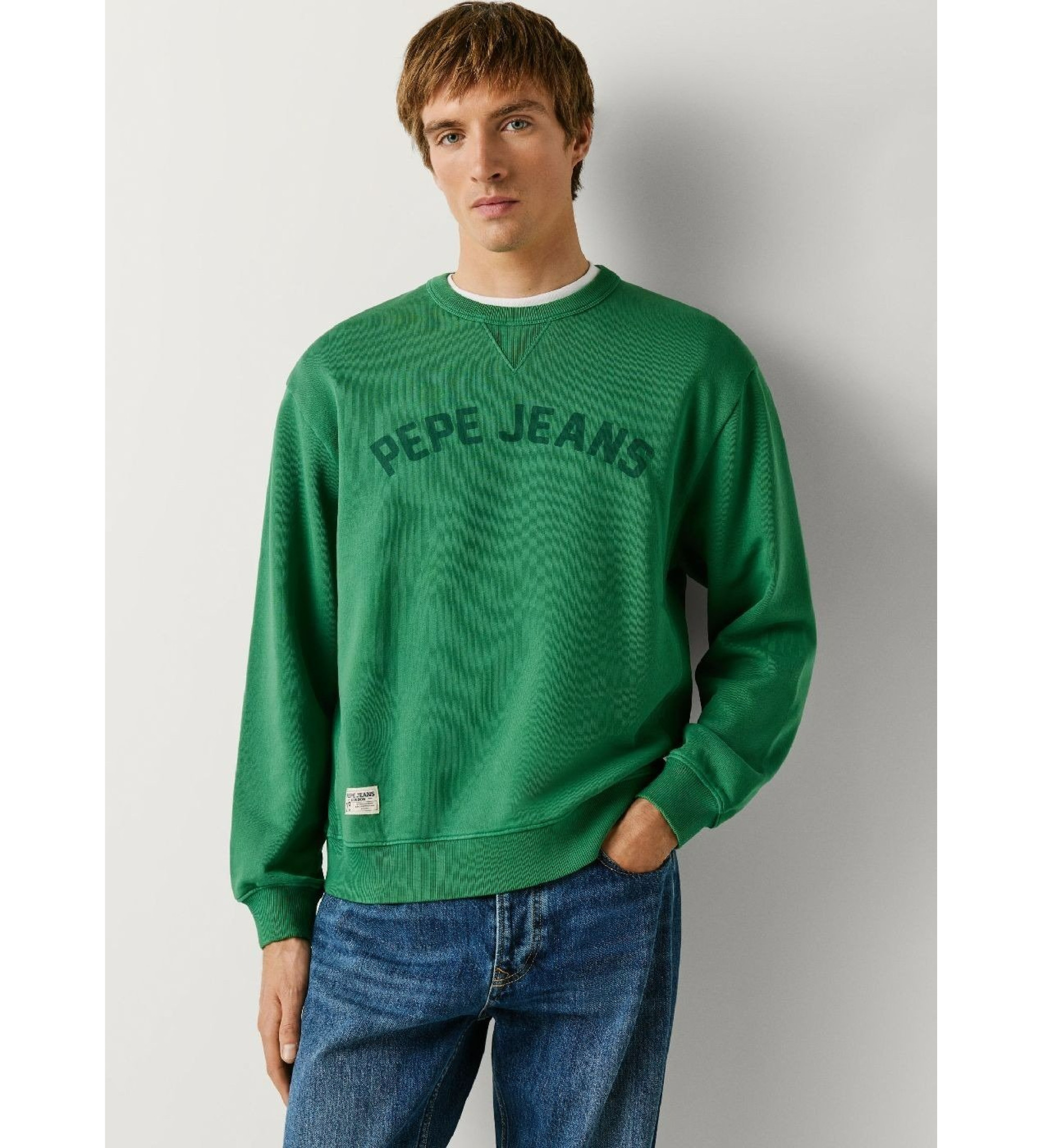 Pepe Jeans für Herren. PM5800146 Gio Crew Sweatshirt grün (S), Lässig, Baumwolle