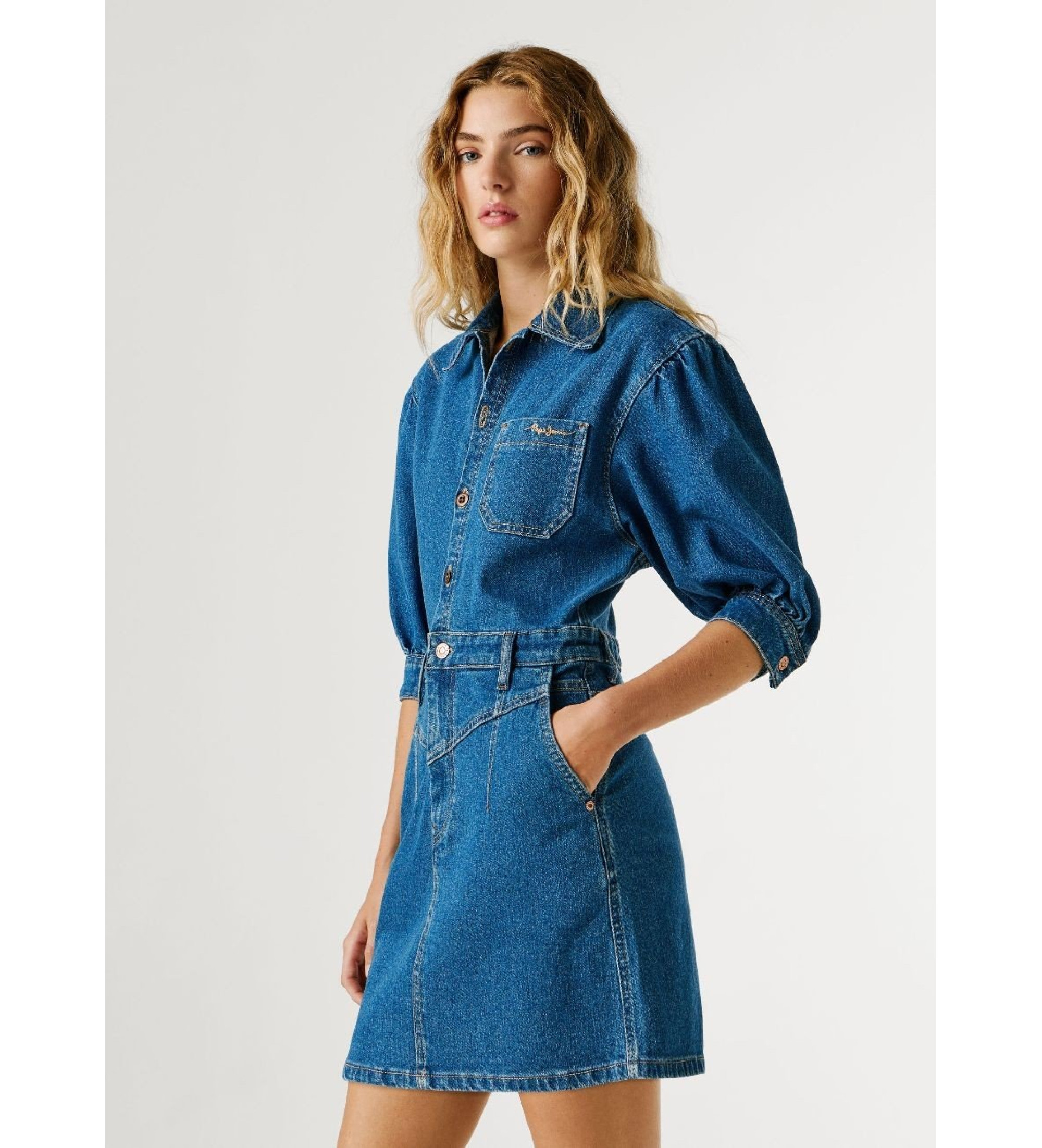 Pepe Jeans für Damen. PL95378494CB Authentisches Gracie-Denim-Kleid (M), Blau, Lässig, Baumwolle