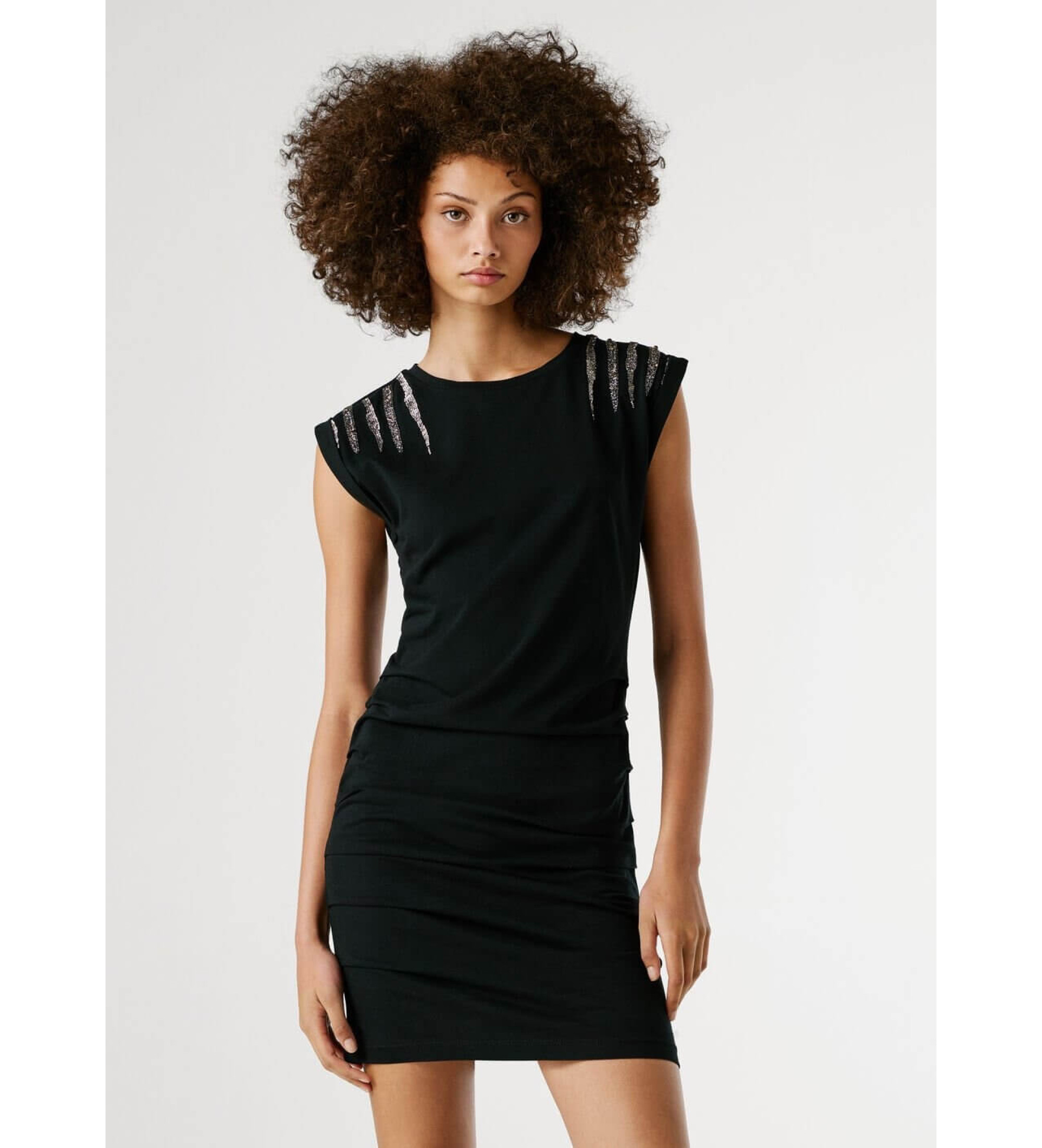 Pepe Jeans für Damen. PL9537726 Brilla schwarzes Kleid (XS), Lässig, Baumwolle, Kurzarm