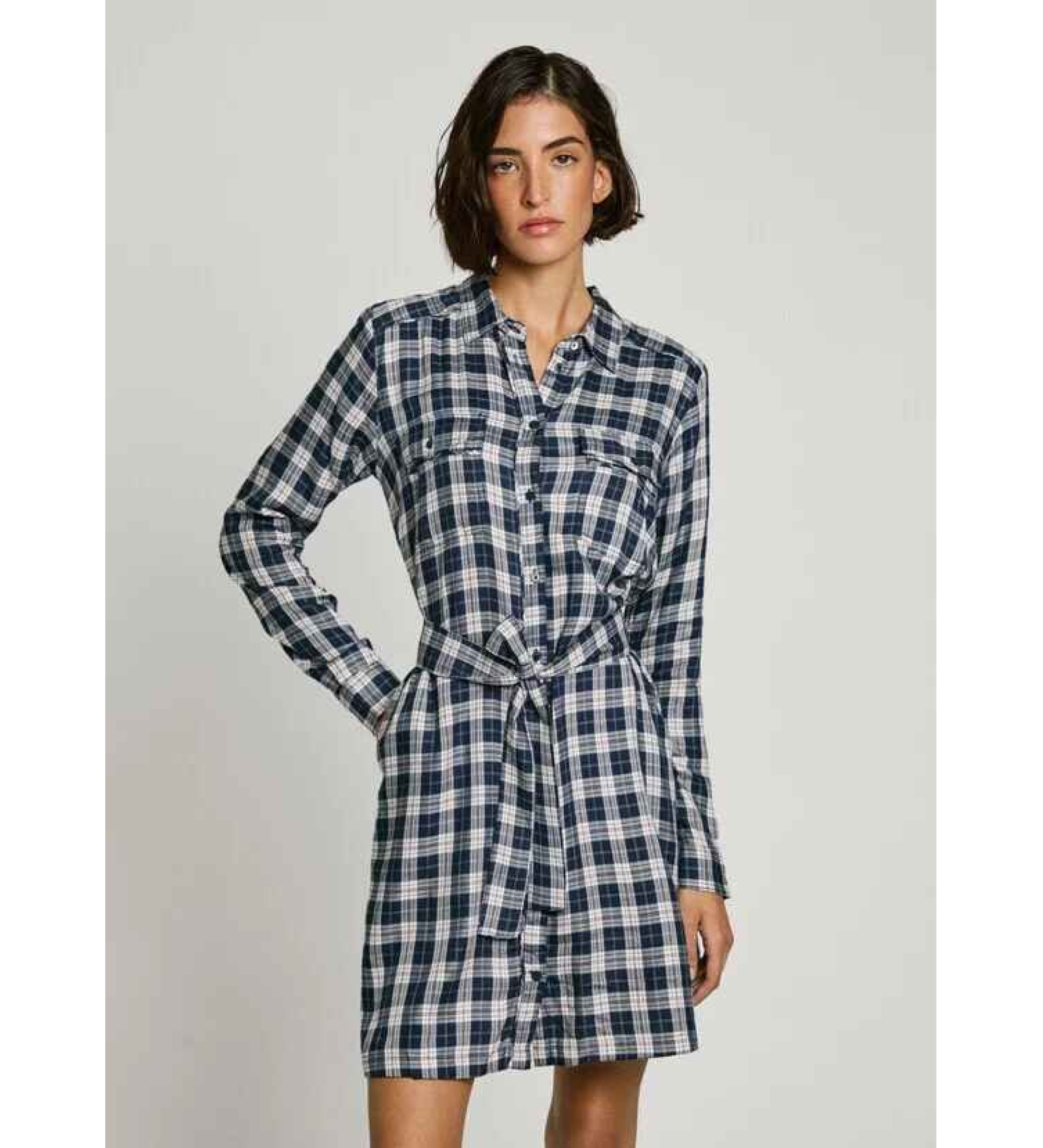Pepe Jeans für Damen. PL953606 Polys navy Kleid (S), Lässig, Viskose, Langarm, Marine