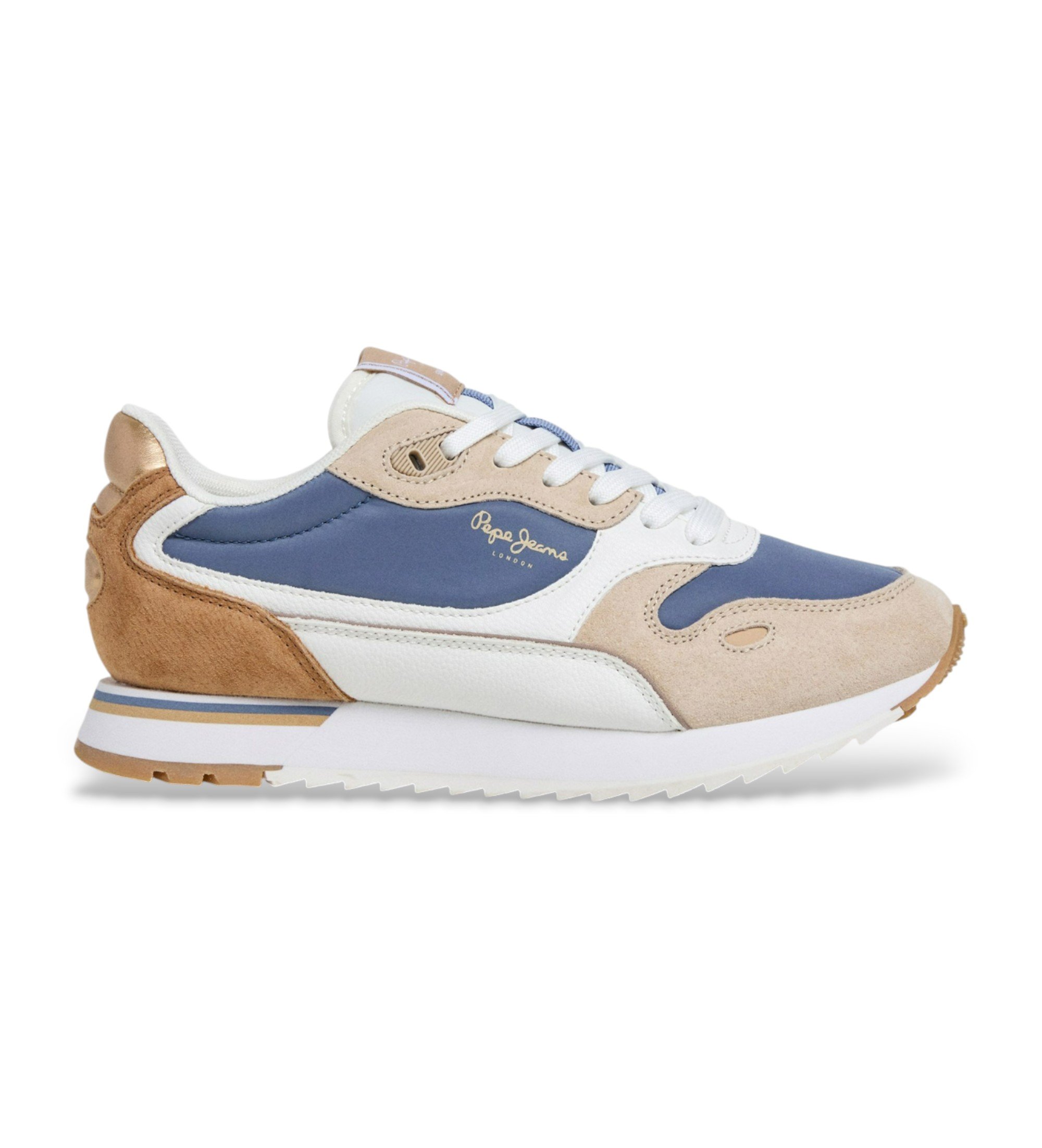 Pepe Jeans für Damen. PLS400032 Bexley City mehrfarbige Schuhe (38), Blau, Wohnung, Schnürsenkel, Lässig