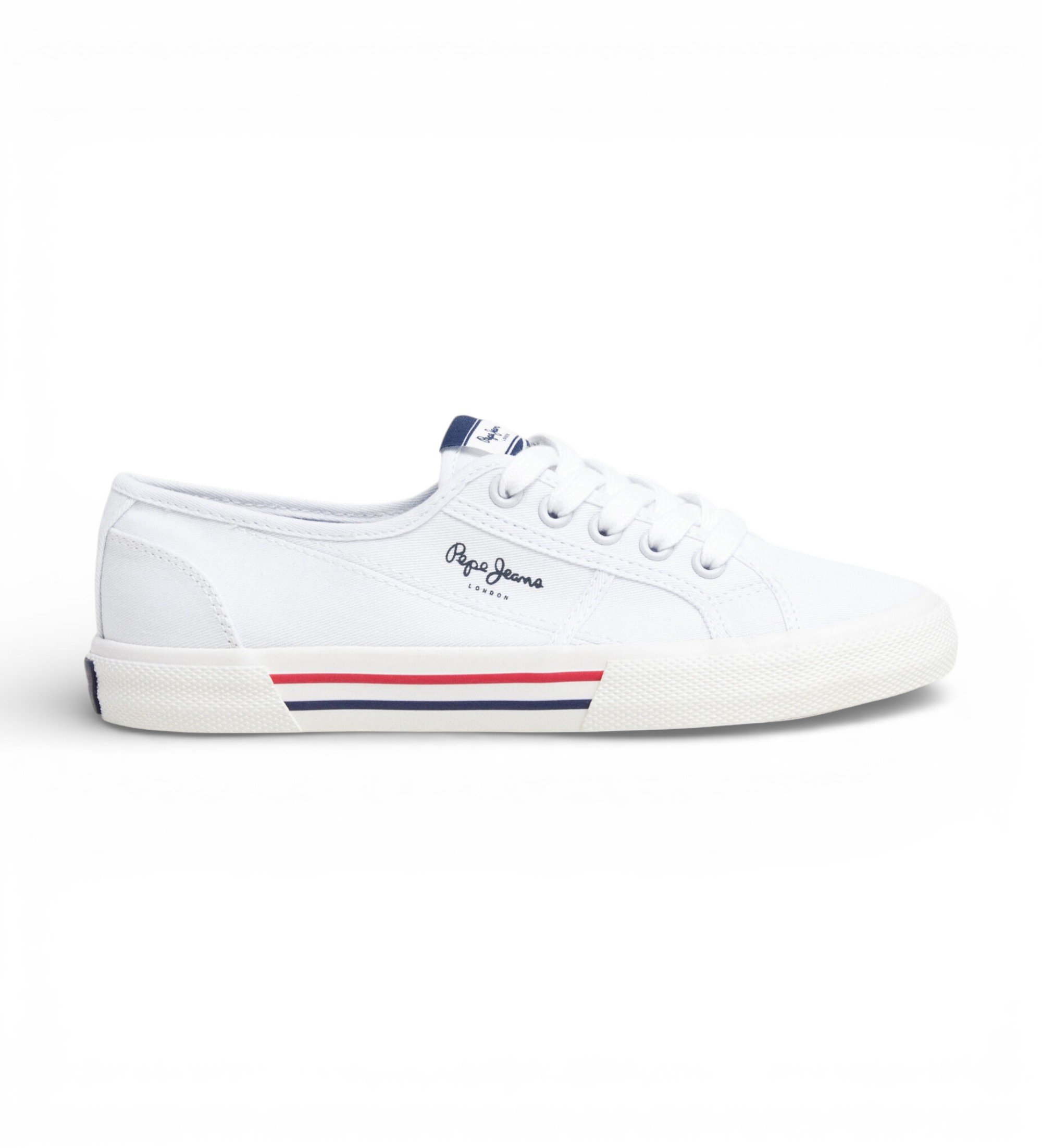 Pepe Jeans für Damen. PLS31287 Basic Schuhe Brady weiß (36), Stoff, Wohnung, Schnürsenkel, Lässig, Nachhaltig