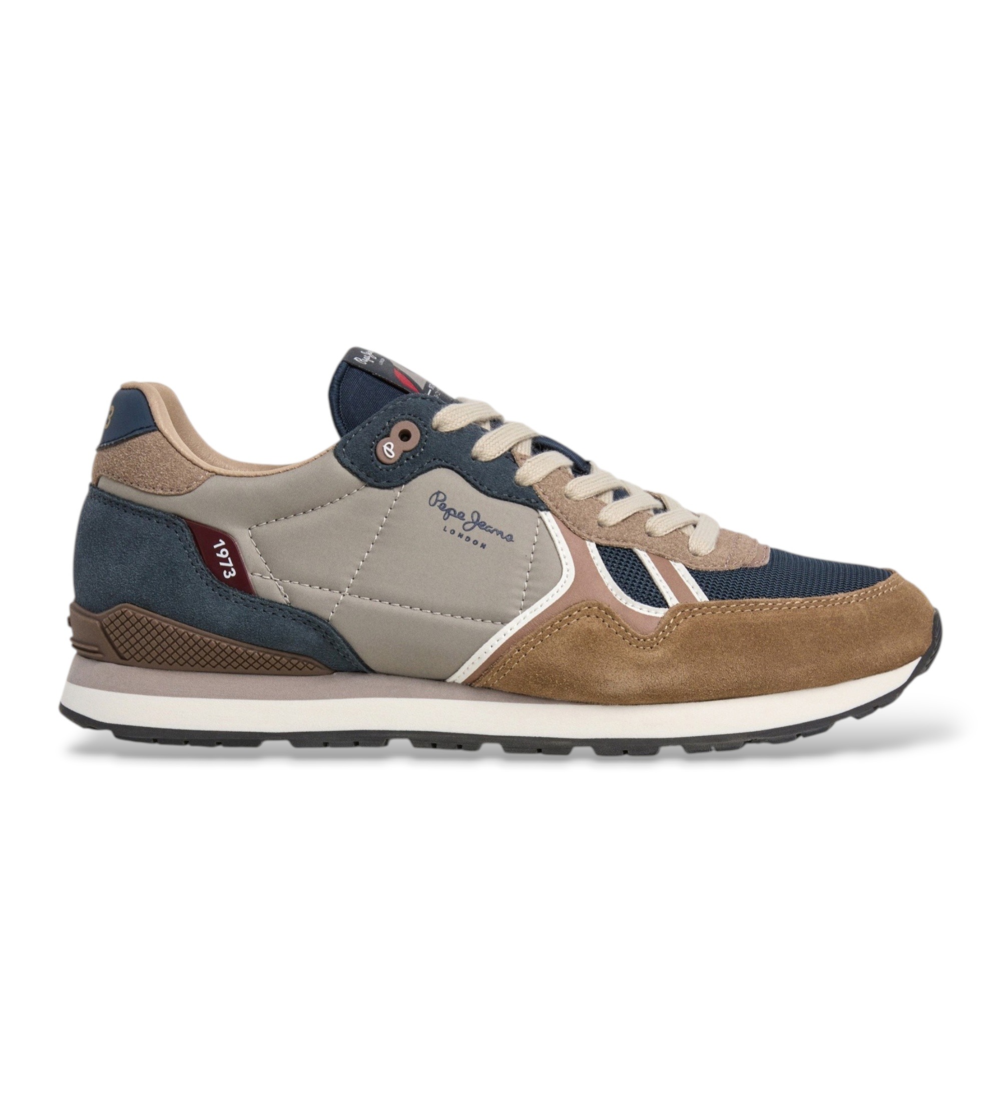 Pepe Jeansvoor mannen. PMS400048 Sneakers Brit Boost bruin (44), Stof, Plat, Veters, Casual