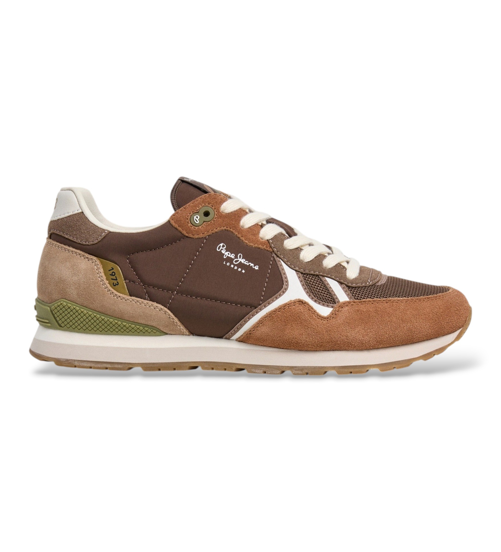 Pepe Jeansvoor mannen. PMS400048 Brit Boost sneakers bruin (41), Stof, Plat, Veters, Casual