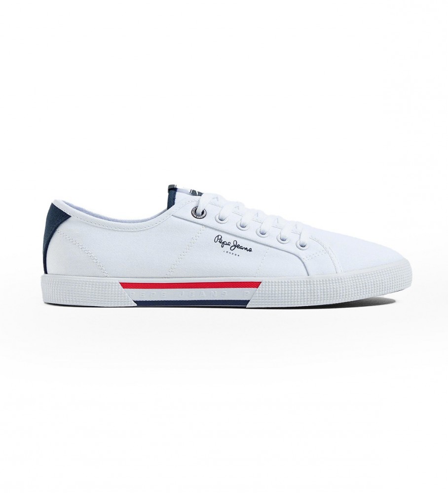 Pepe Jeans für Herren. PMS30816 Basic Turnschuhe Brady weiß (44), Stoff, Wohnung, Schnürsenkel, Lässig, Nachhaltig