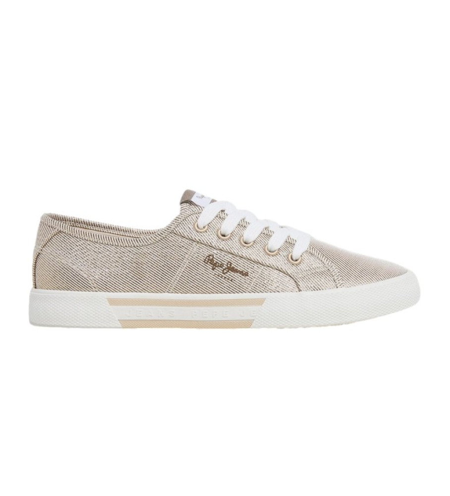 Pepe Jeans für Damen. PLS31439 Brady Party Basic Turnschuhe gold (36), Wohnung, Schnürsenkel, Lässig