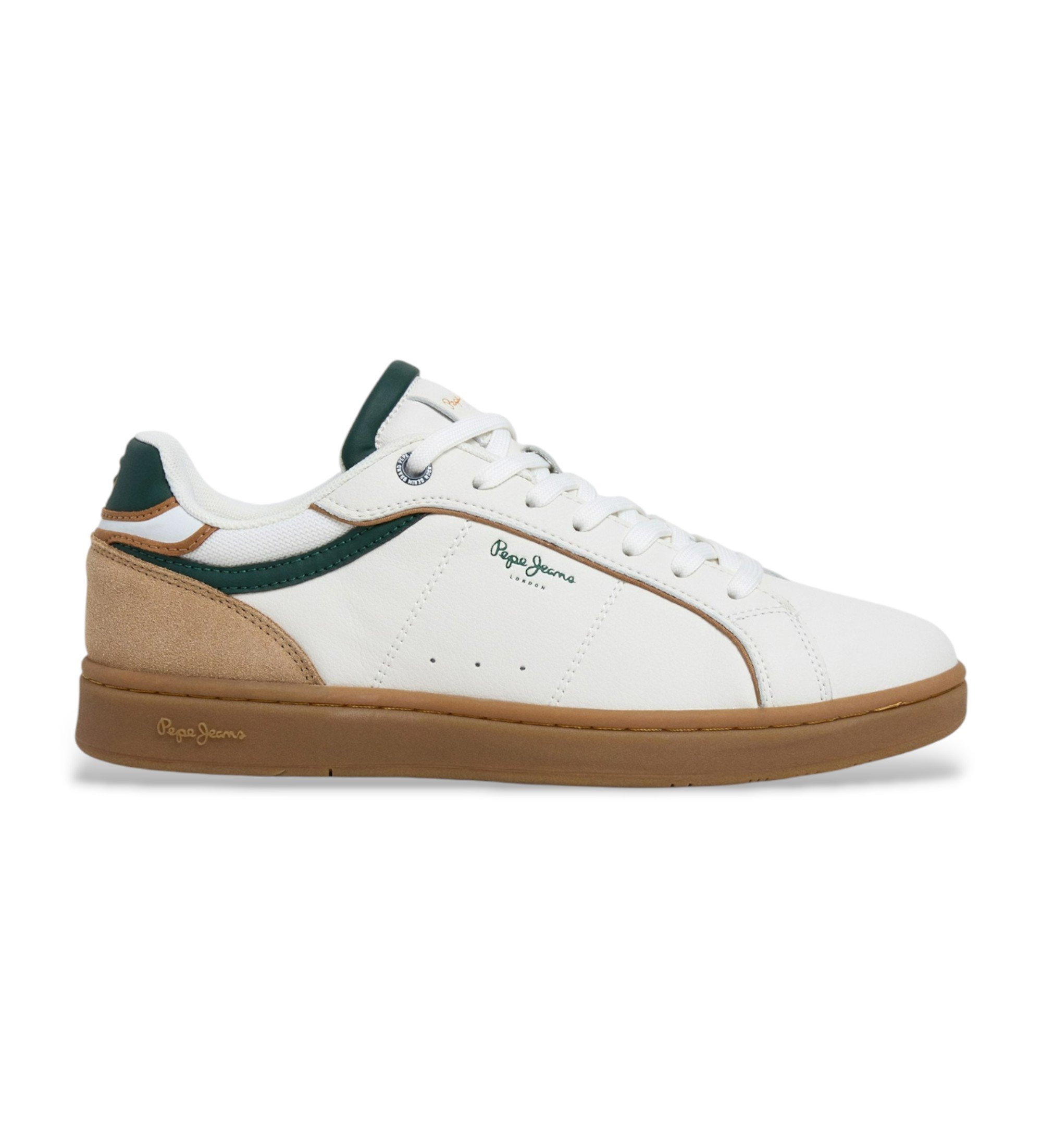 Pepe Jeans für Herren. PMS000042 Clay Class Schuhe weiß, grün (46), Leder, Wohnung, Schnürsenkel, Lässig