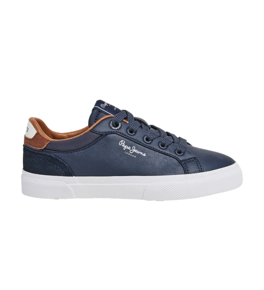 Pepe Jeans Unisex für Kinder. PBS30569 Kenton Court Leder Turnschuhe navy (32), Wohnung, Schnürsenkel, Lässig, Marine, Kinderbekleidung