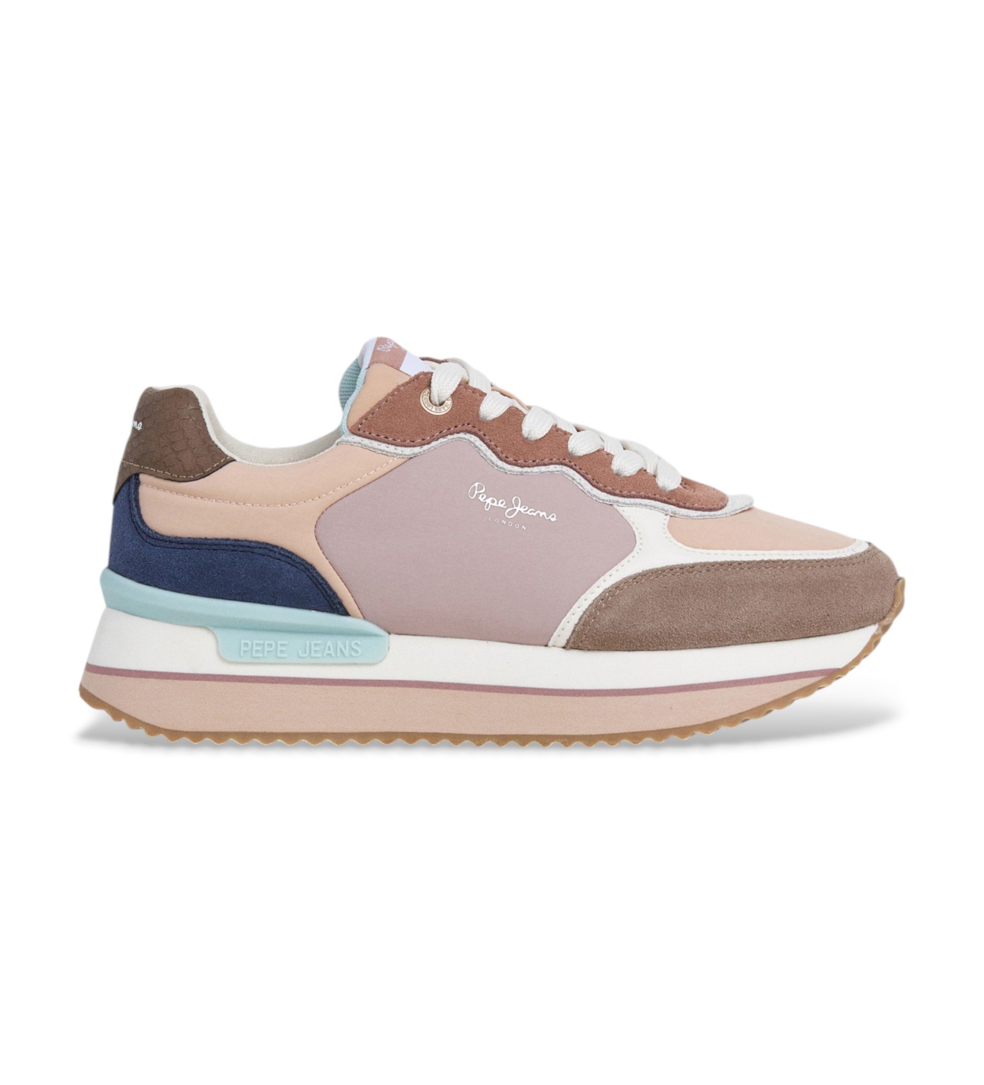 Pepe Jeans für Damen. PLS600006 Rusper Combi Leder Turnschuhe braun (39), 3 bis 5 cm, Schnürsenkel, Lässig
