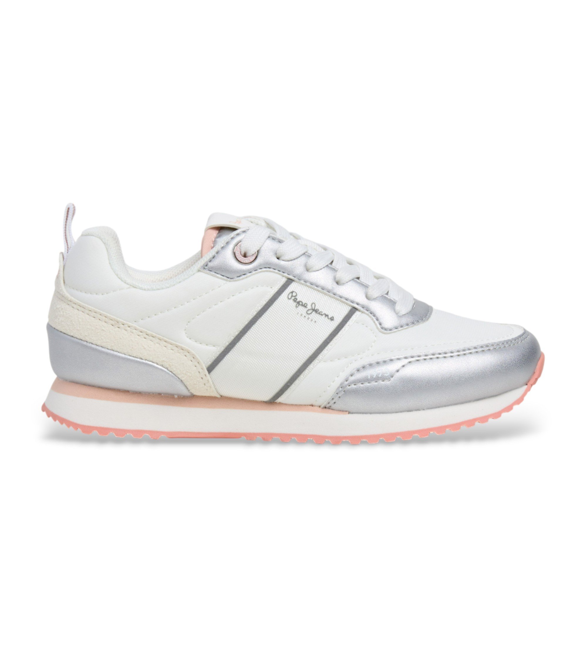 Pepe Jeans für Frauen/Mädchen. PGS400008 Dublinistral silberne Schuhe (39), Wohnung, Schnürsenkel, Lässig, Kinderbekleidung