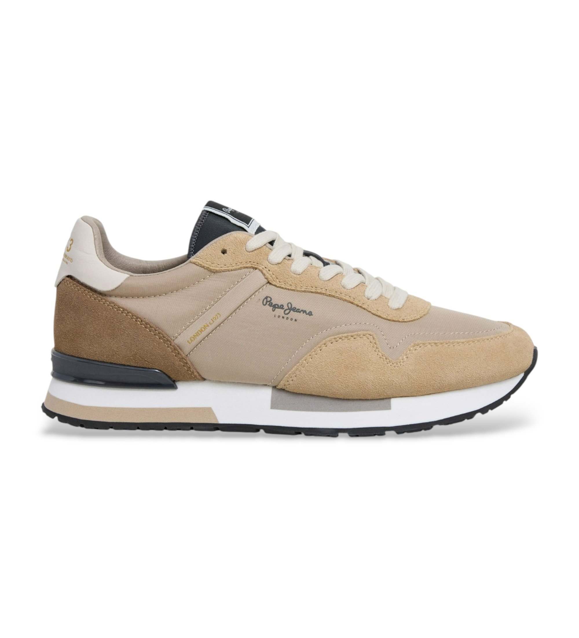 Pepe Jeans für Herren. PMS400037 Hailon Basic beige Turnschuhe (41), Stoff, Wohnung, Schnürsenkel, Lässig