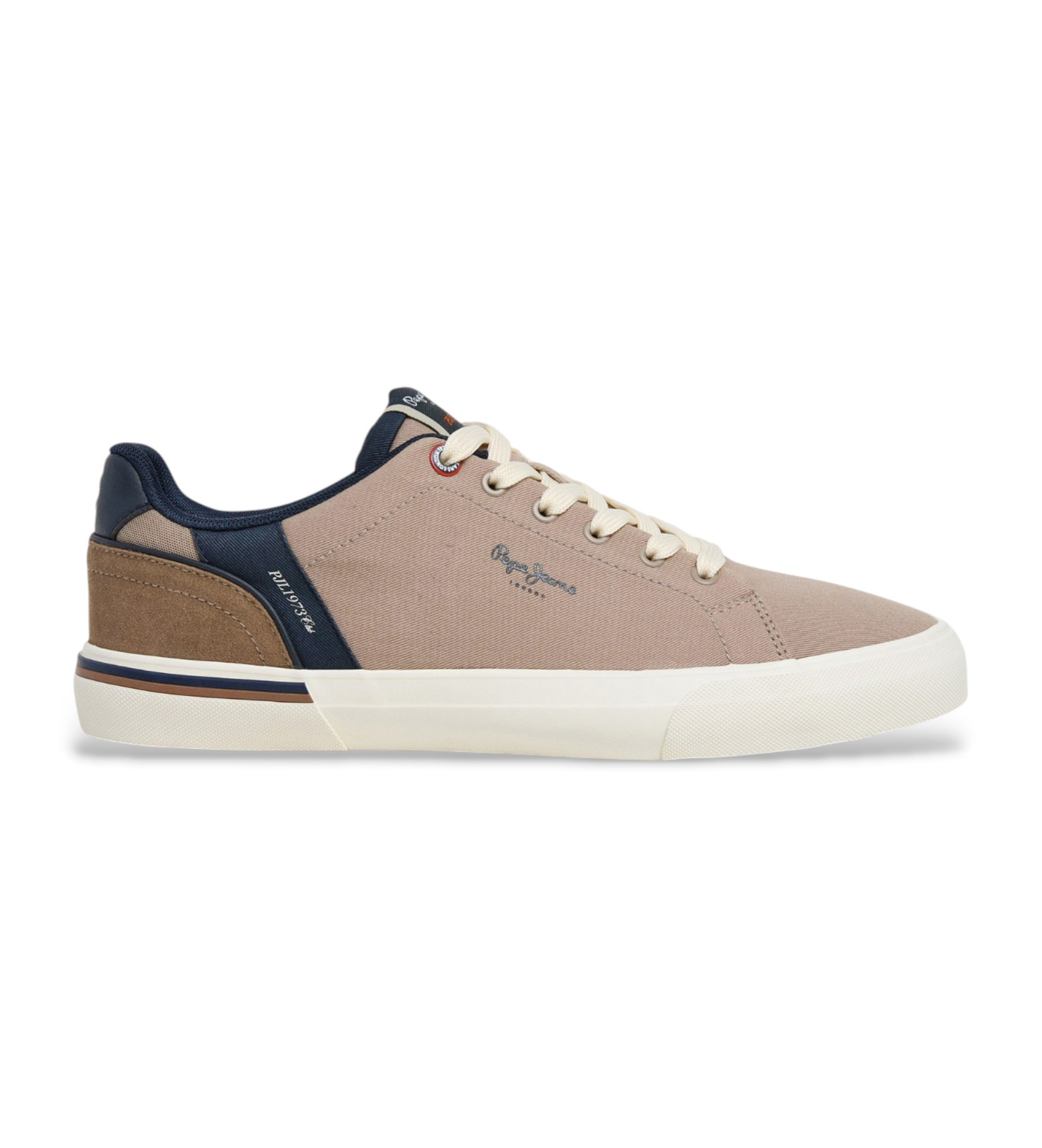 Pepe Jeans für Herren. PMS300013 Turnschuhe Kenton State beige (44), Stoff, Wohnung, Schnürsenkel, Lässig