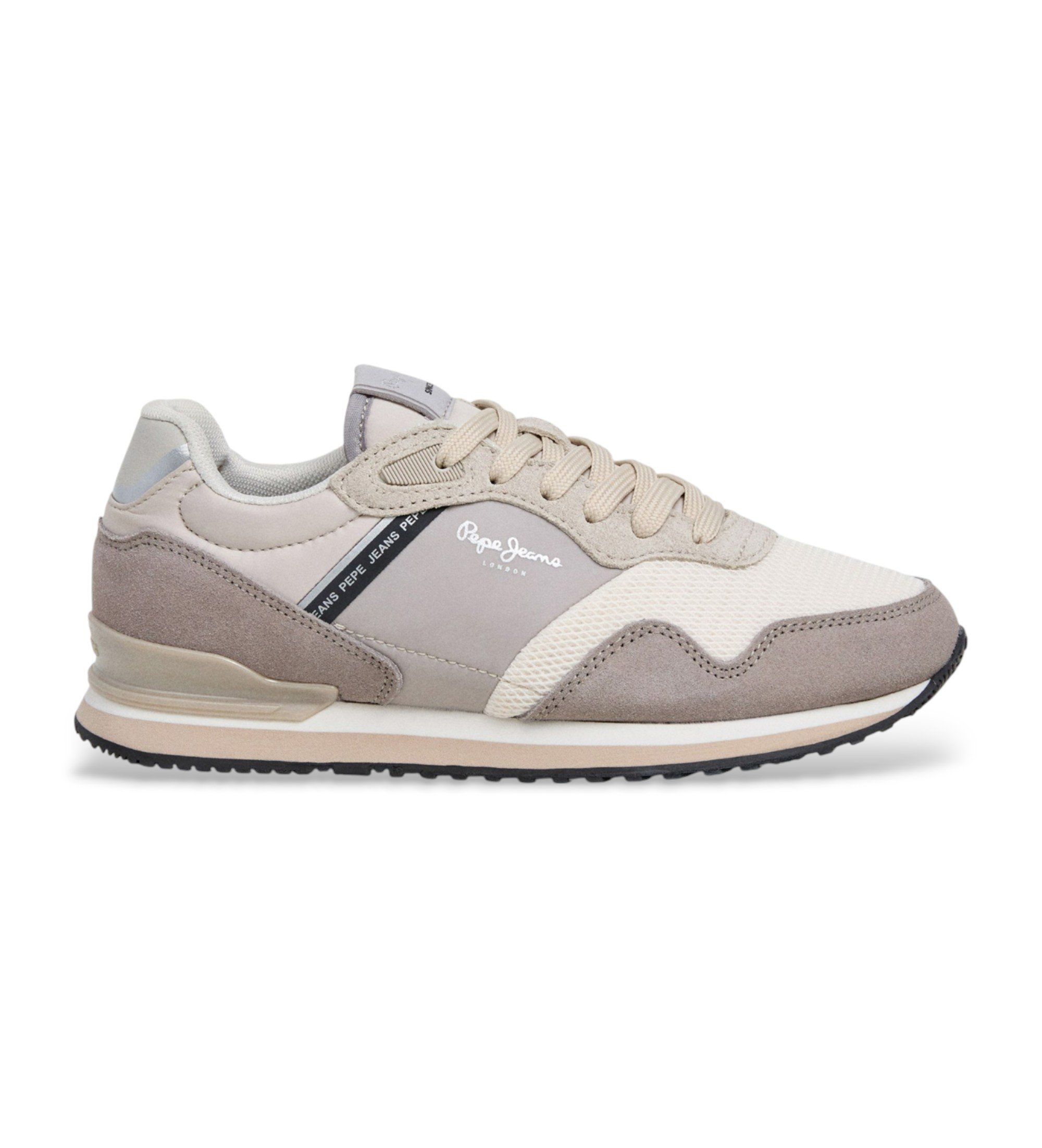 Pepe Jeans für Damen. PLS400025 Turnschuhe London Sand grau (36), Wohnung, Schnürsenkel, Lässig