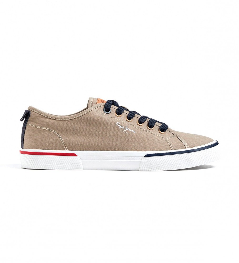 Pepe Jeans für Herren. PMS30811 Turnschuhe Retro Kenton braun (44), Stoff, Wohnung, Schnürsenkel, Lässig, Nachhaltig