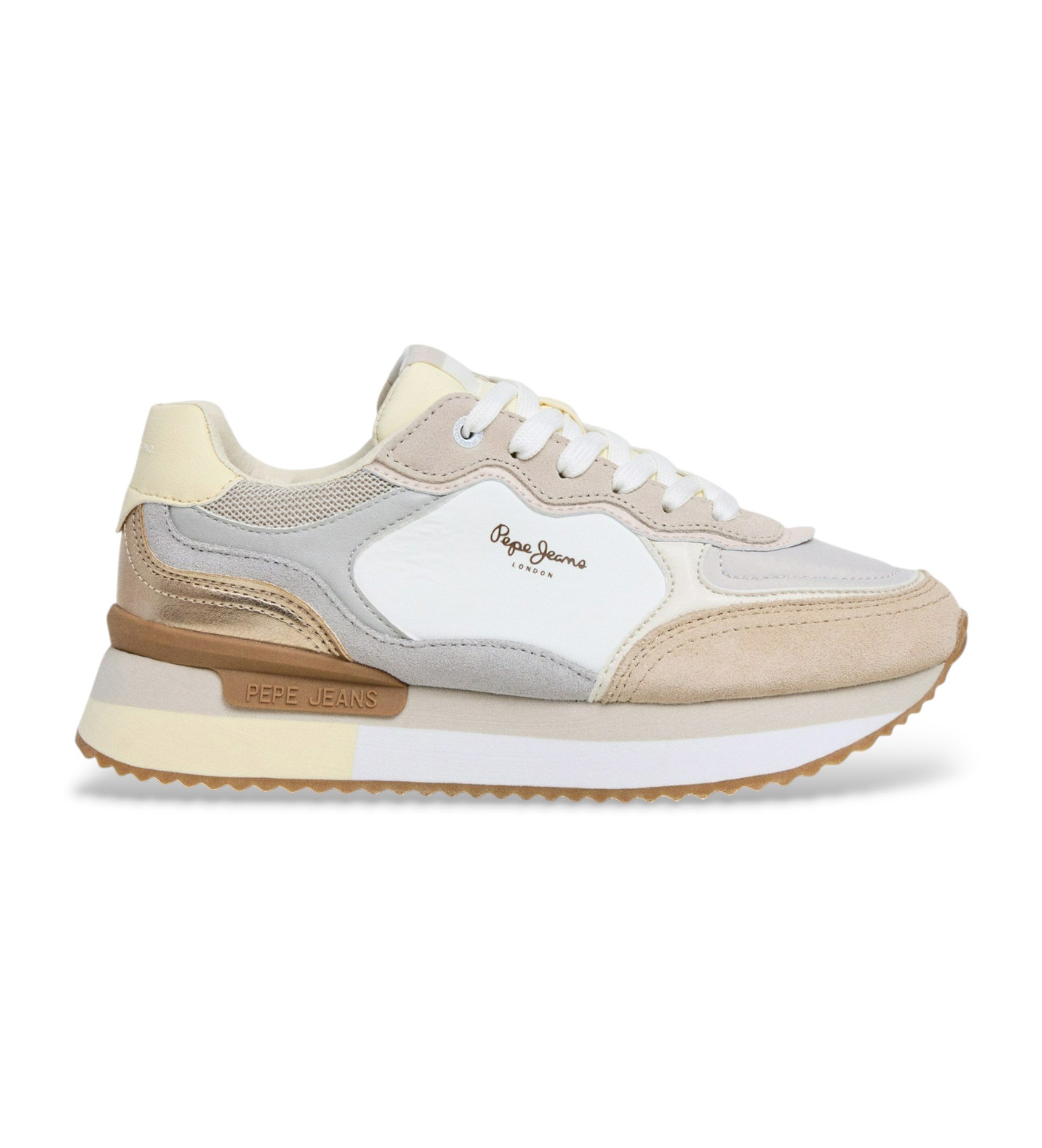 Pepe Jeans für Damen. PLS600041 Rusper Racer mehrfarbige Schuhe (40), Beige, Wohnung, Schnürsenkel, Lässig