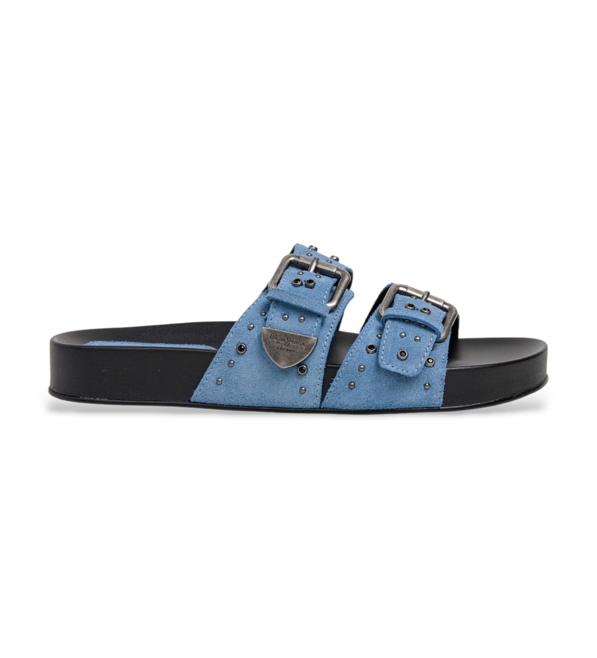 Pepe Jeans für Damen. PLS900008 Agnes Nieten Ledersandalen blau (37), Wohnung, Wildleder, Keine, Lässig