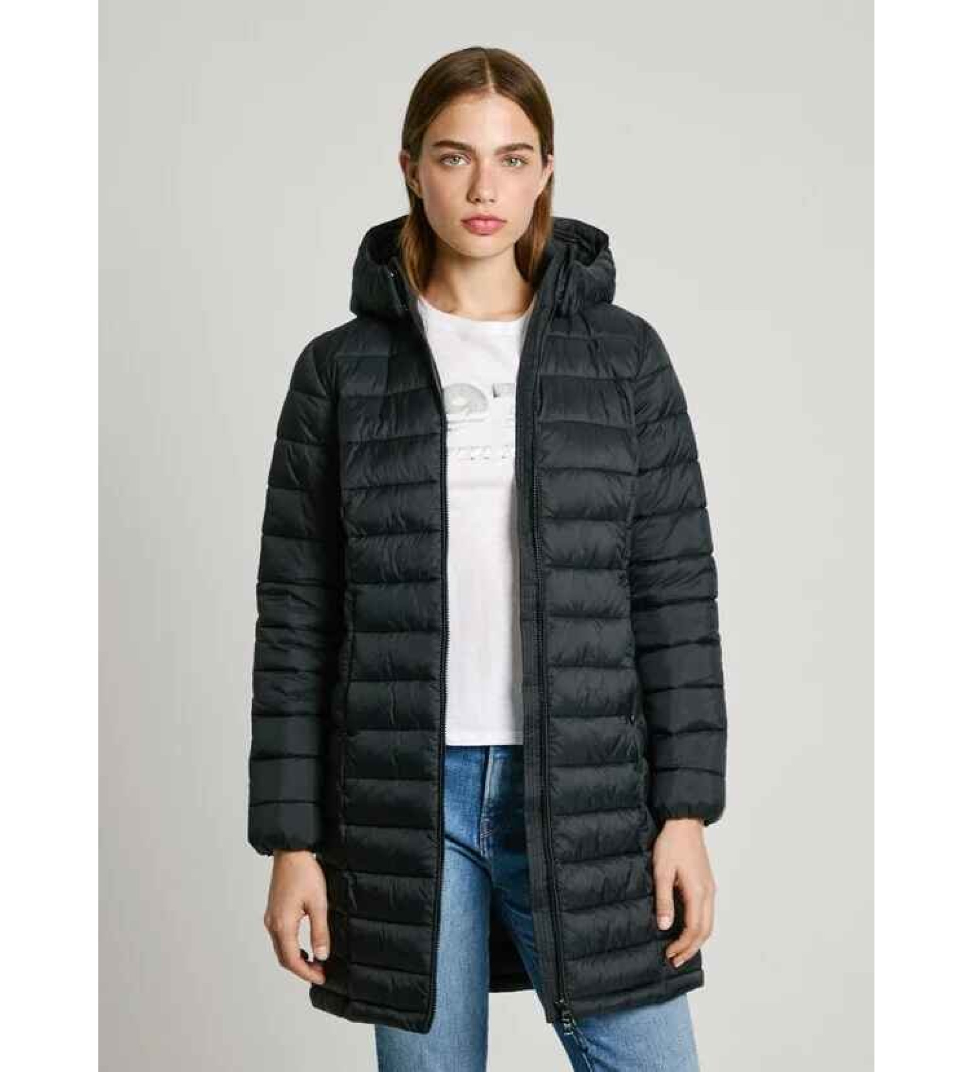 Pepe Jeansvoor vrouwen. PL402442 Zwart jasje Ammy Long (XS), Casual, Polyamide, Duurzaam