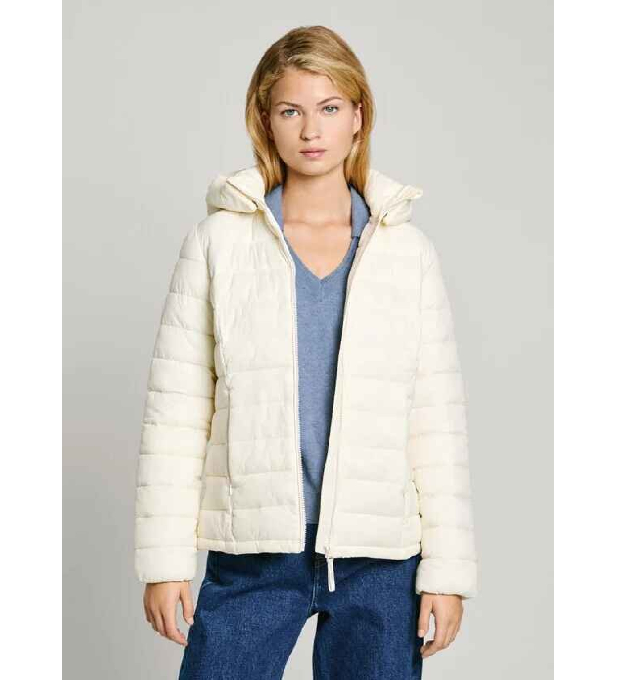 Pepe Jeansvoor vrouwen. PL402447 Ammy witte jas (L), Casual, Polyamide
