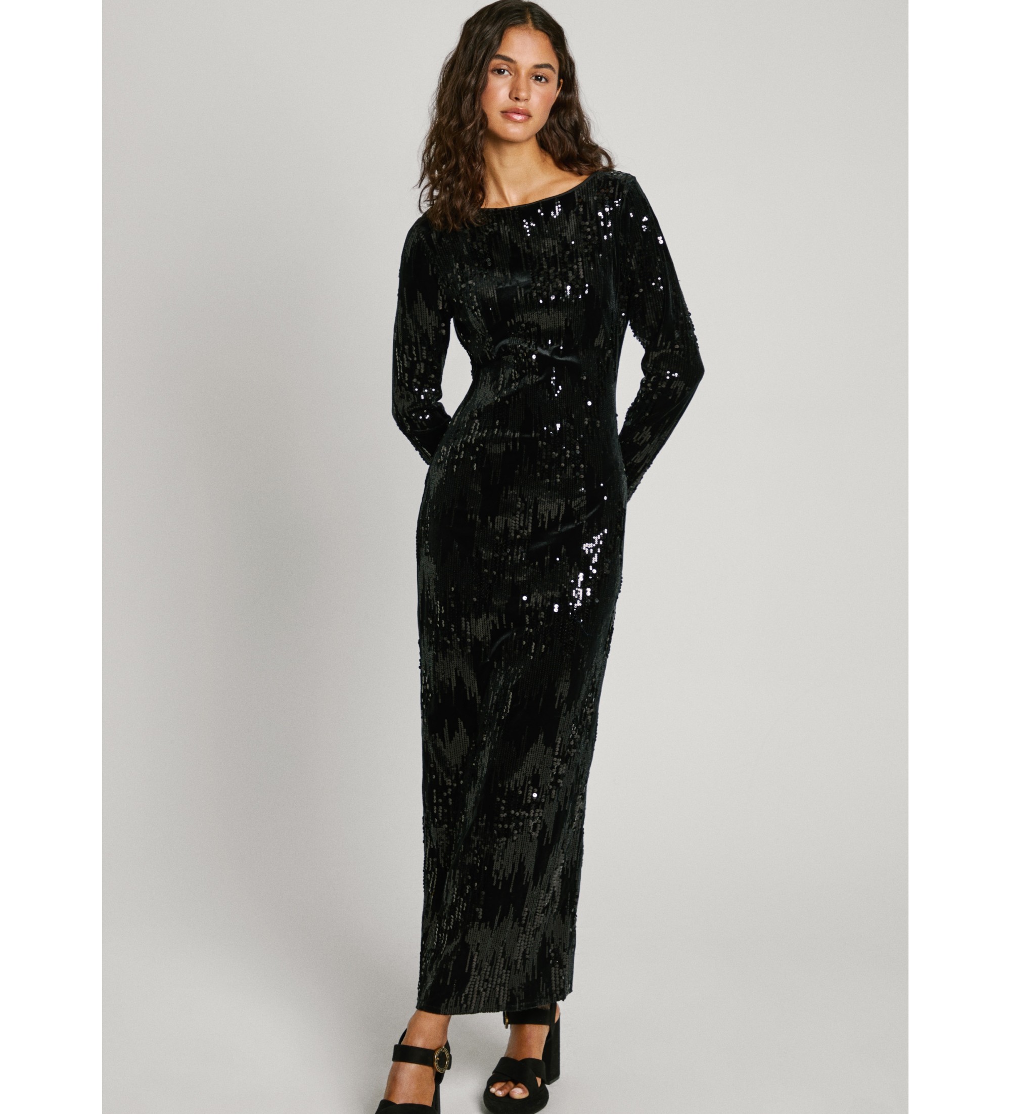 Pepe Jeans für Damen. PL953636 Anastasia Kleid schwarz (XS), Lässig, Party, Polyester, Langarm