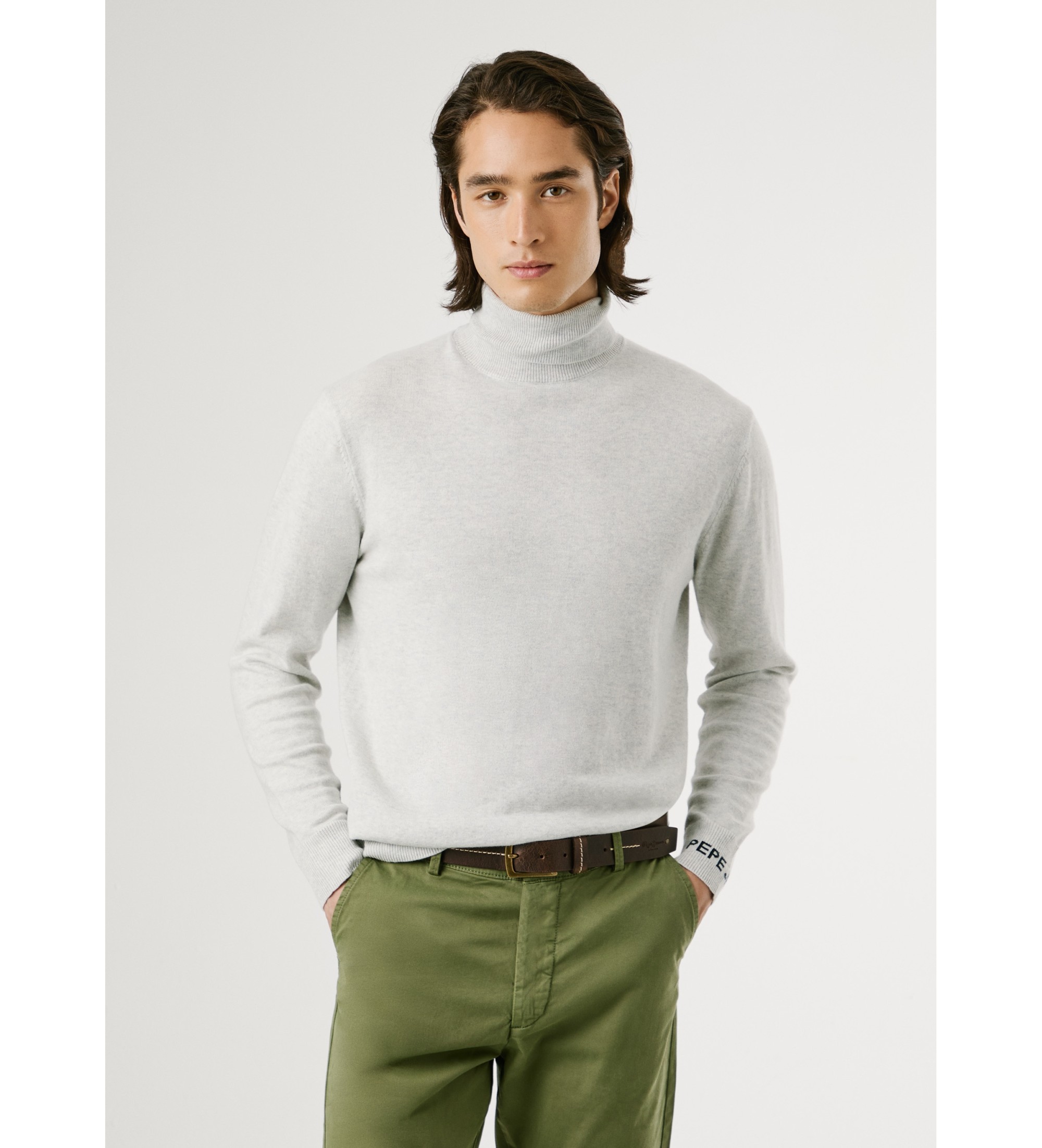 Pepe Jeans für Herren. PM7000011 Andre Schildkrötenpullover grau (M), Lässig, Baumwolle