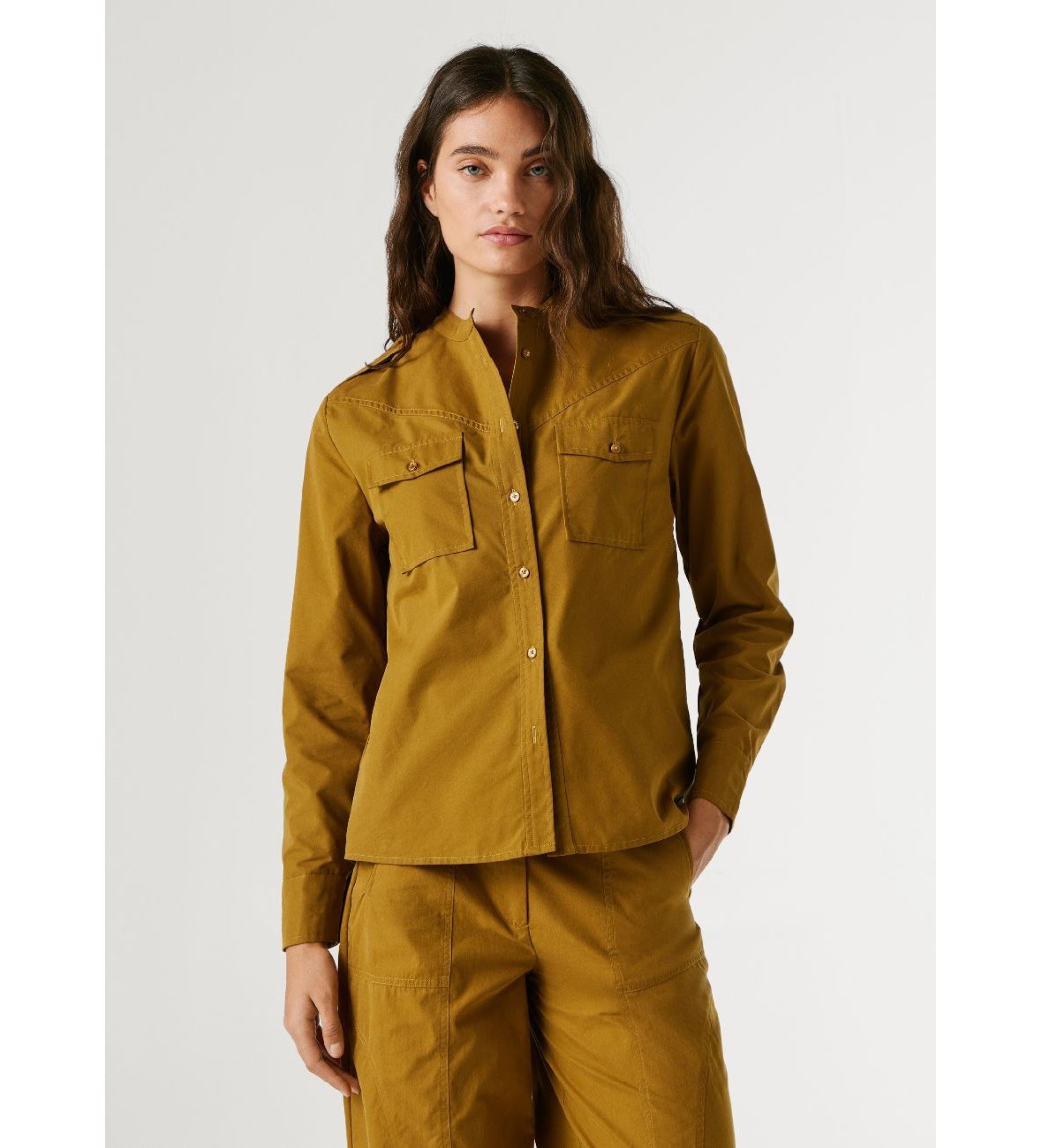 Pepe Jeans für Damen. PL3051426 Angy orangefarbenes Hemd (M), Lässig, Baumwolle, Langarm