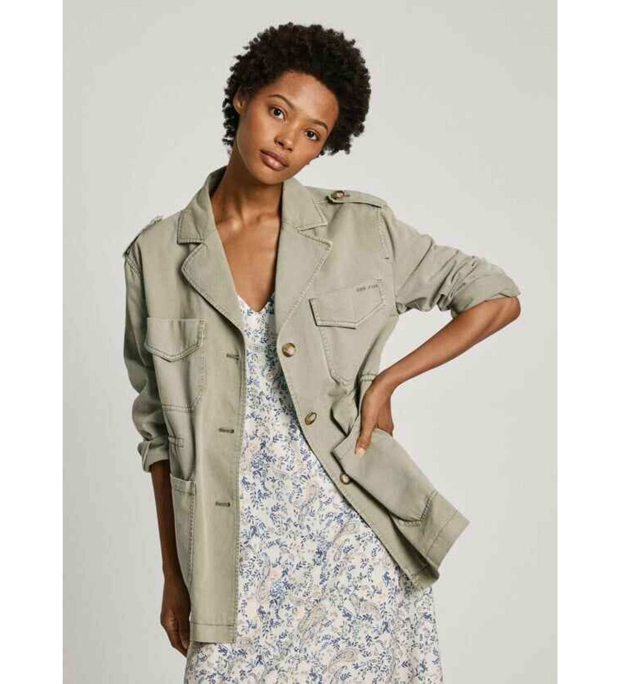 Pepe Jeans für Damen. PL402425 Jacke Annie grün (S), Lässig, Baumwolle