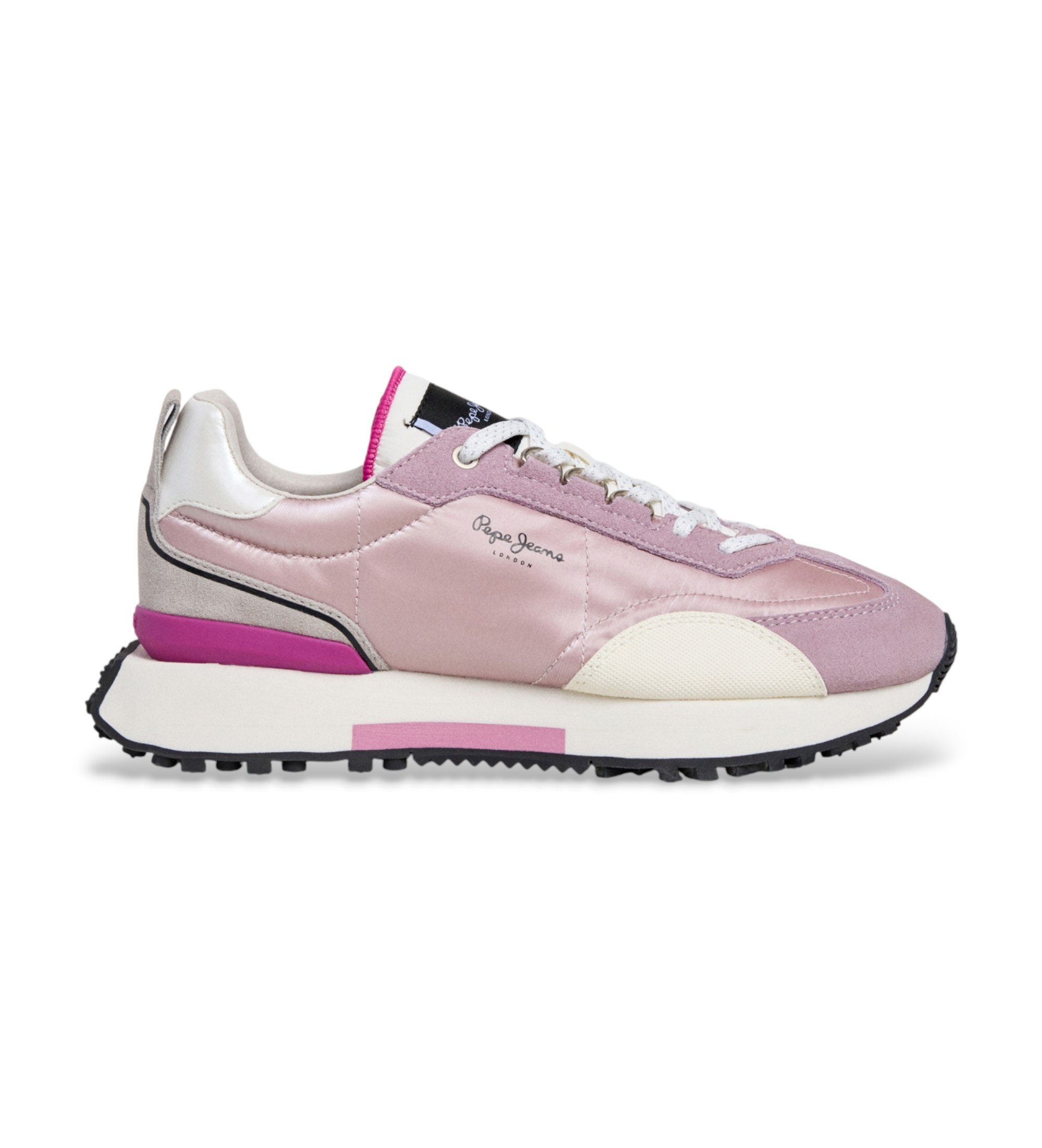 Pepe Jeans für Damen. PLS600038 Archer Glam Leder Sneakers rosa (40), Wohnung, Schnürsenkel, Lässig