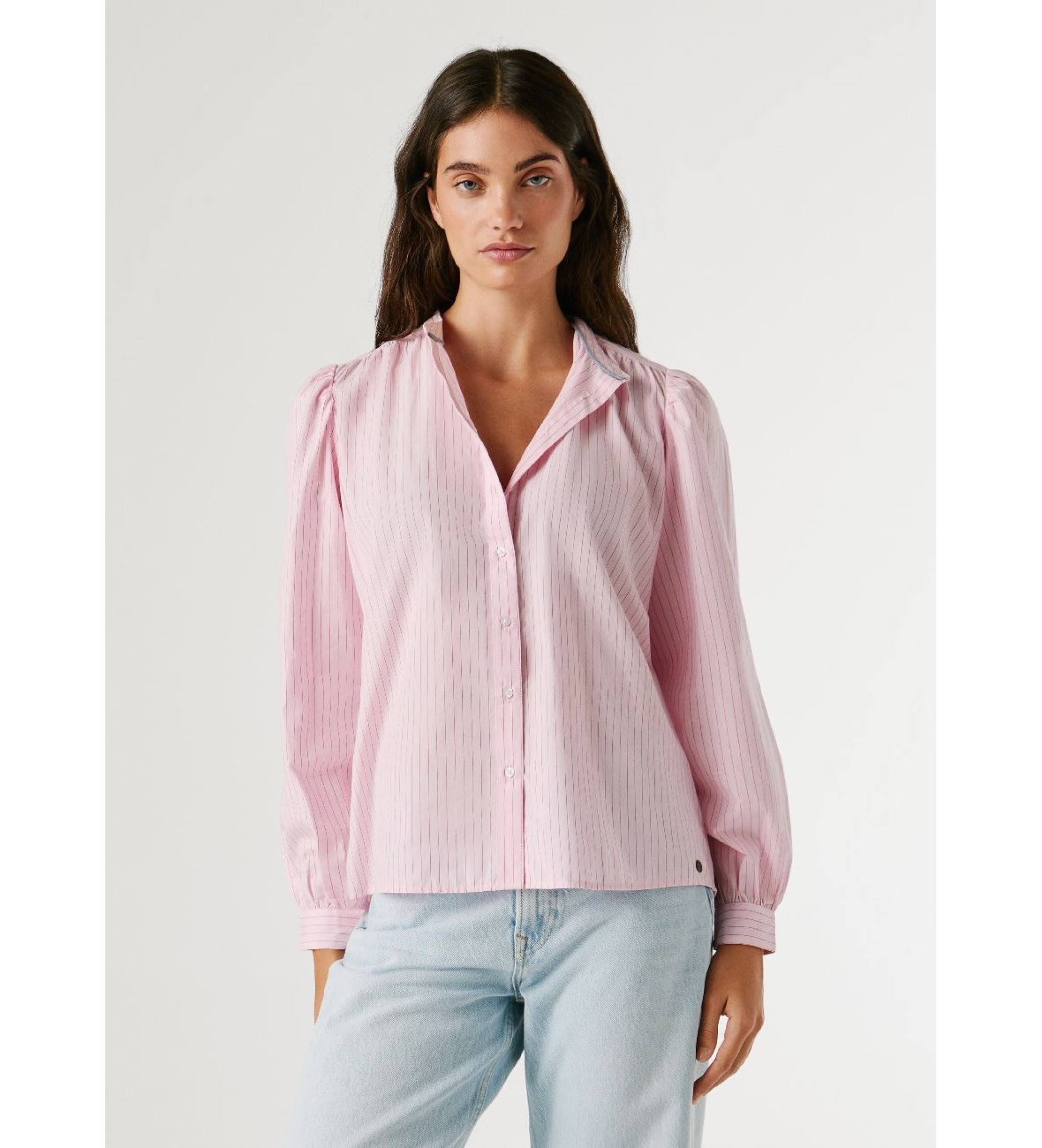 Pepe Jeansvoor vrouwen. PL3051444 Blouse Atytyty roze (L), Casual, Katoen, Lange mouwen