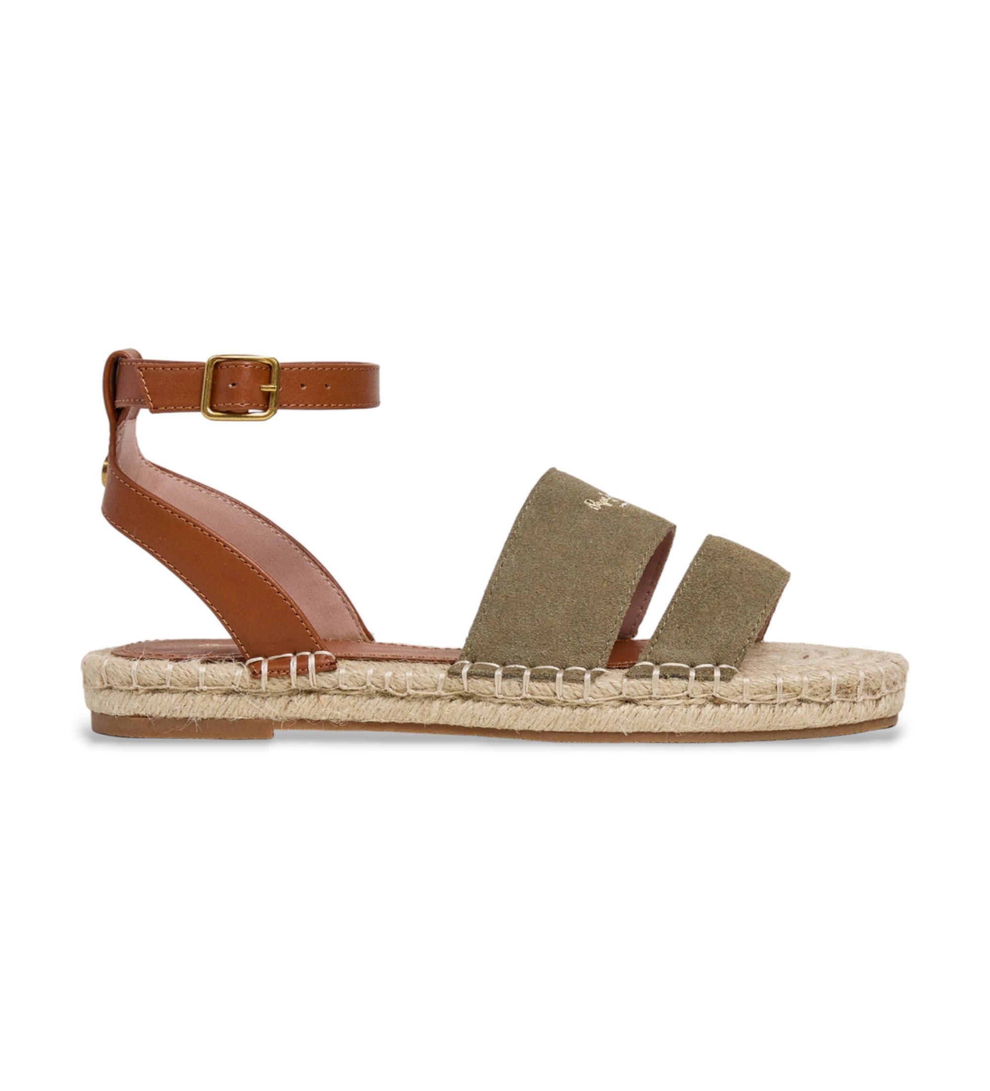 Pepe Jeans für Damen. PLS900010 Auri Street Ledersandalen khaki grün (37), Braun, Wohnung, Schnalle, Lässig