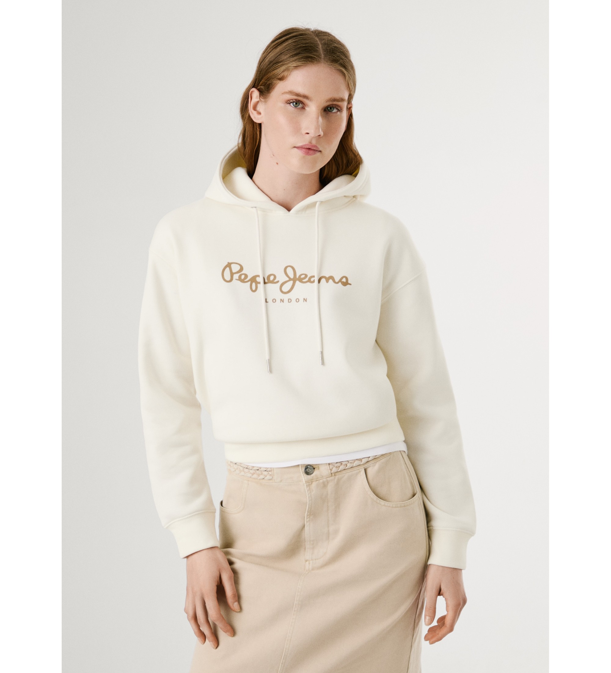 Pepe Jeans für Damen. PL5800001 Sweatshirt Baddy off-white (XS), Weiß, Lässig, Baumwolle