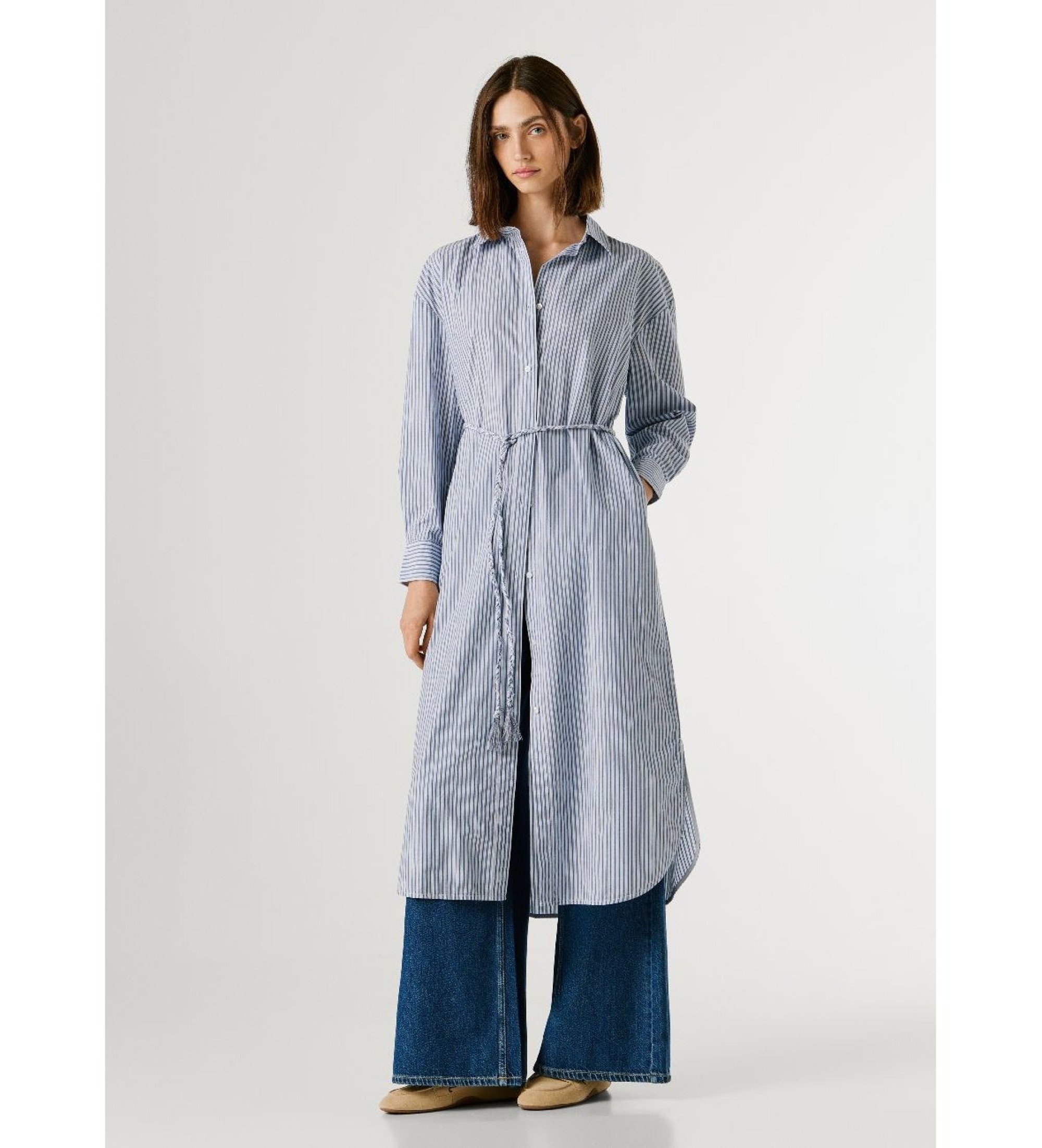 Pepe Jeans für Damen. PL9537786 Balikleid blau (S), Lässig, Baumwolle, Langarm