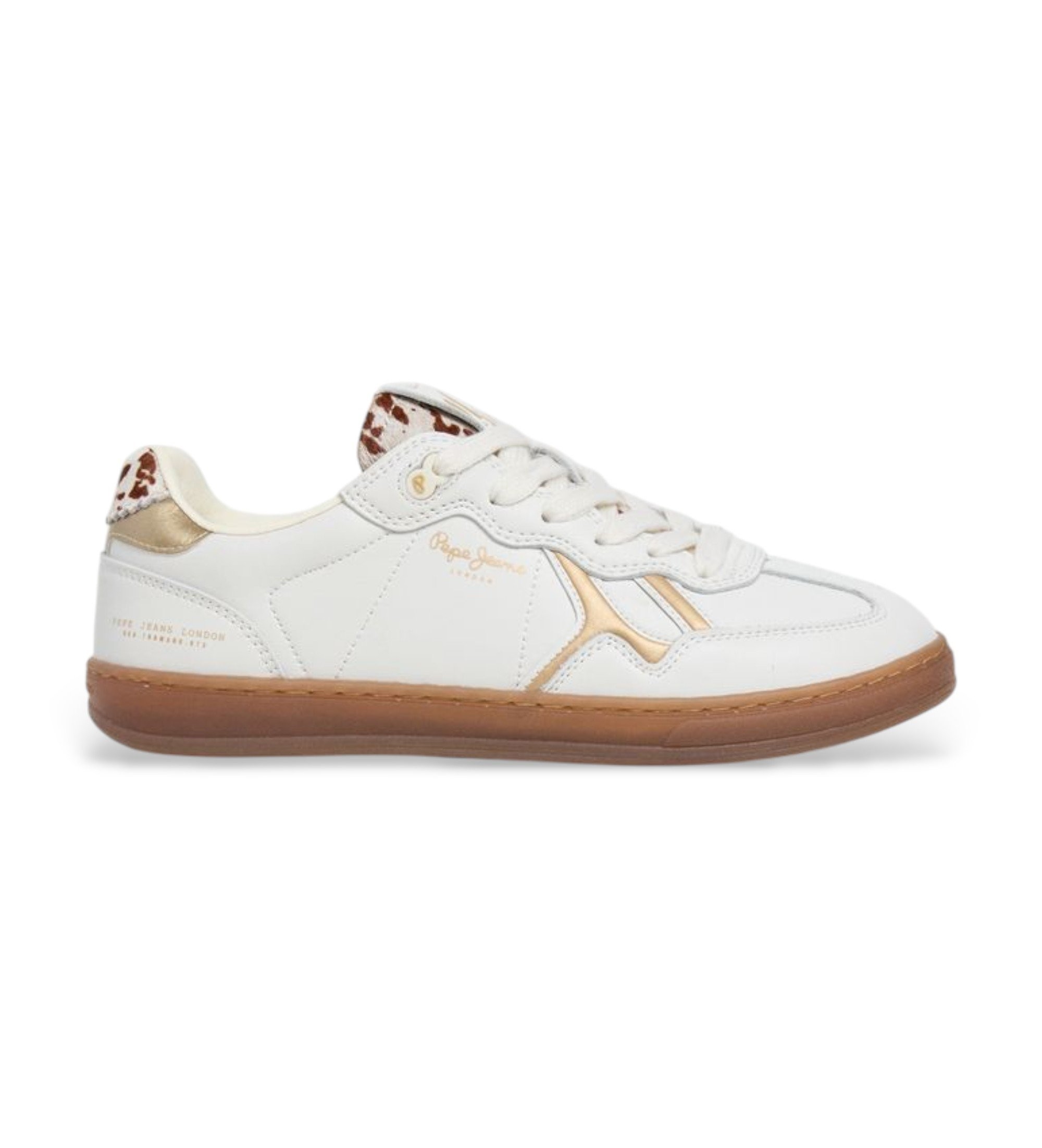 Pepe Jeans für Damen. PLS000027 Ball Chic Leder Sneakers weiß (41), Wohnung, Schnürsenkel, Lässig