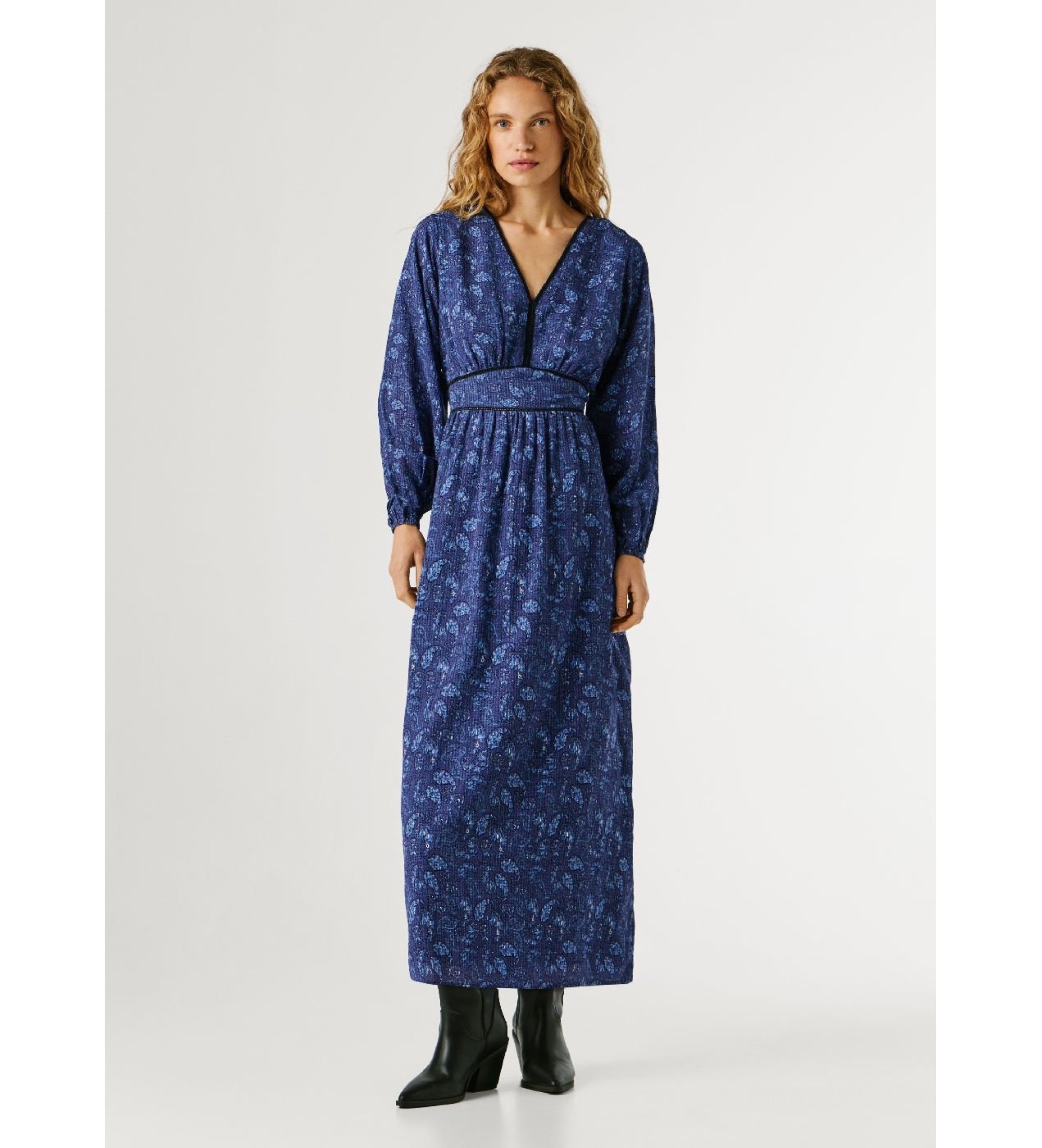 Pepe Jeans für Damen. PL9537802 Barby Kleid blau (S), Lässig, Viskose, Langarm