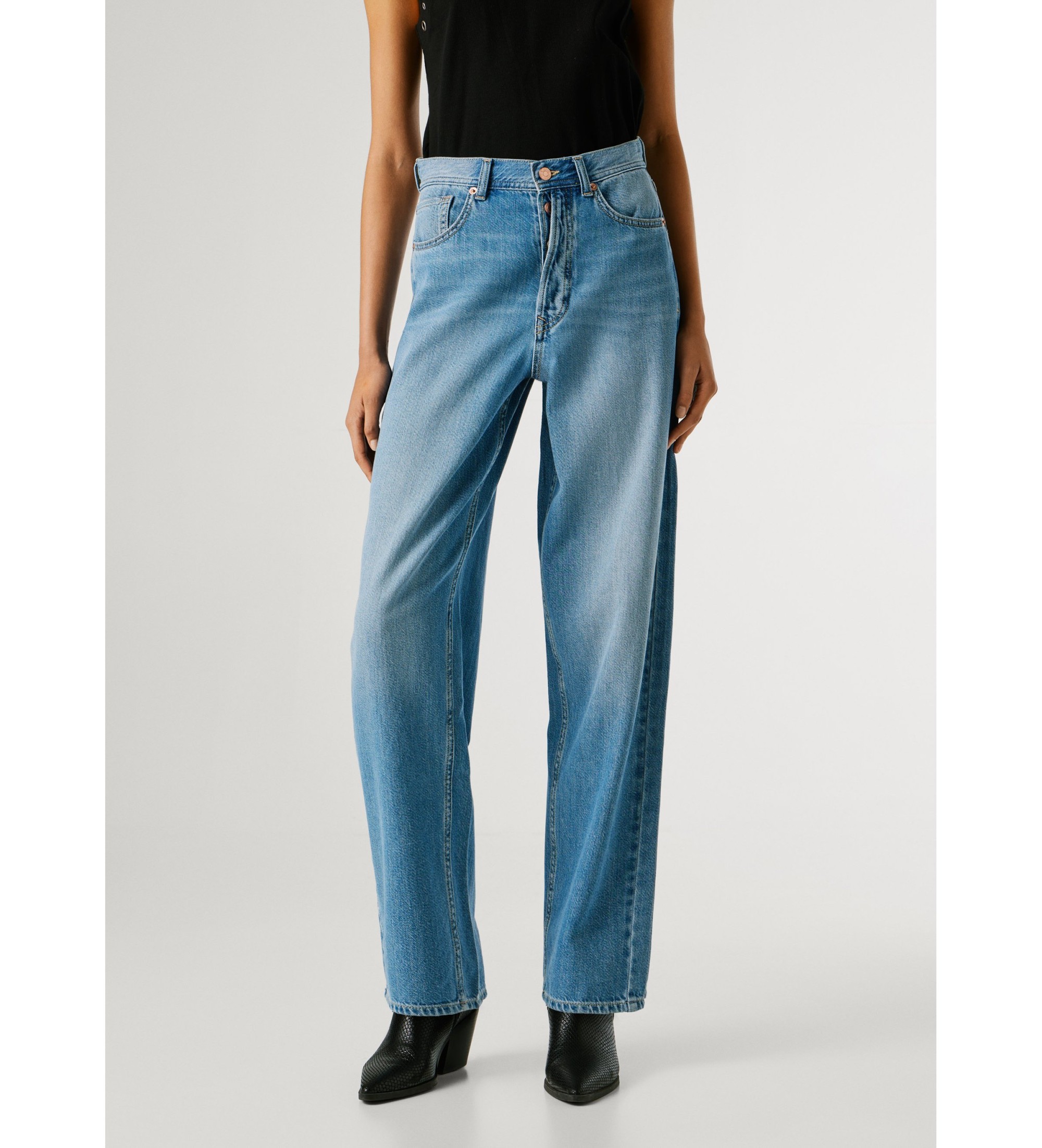 Pepe Jeans für Damen. PL20473943A1 Jeans Barrel Addison blau (27/30), Lässig, Baumwolle, Denim