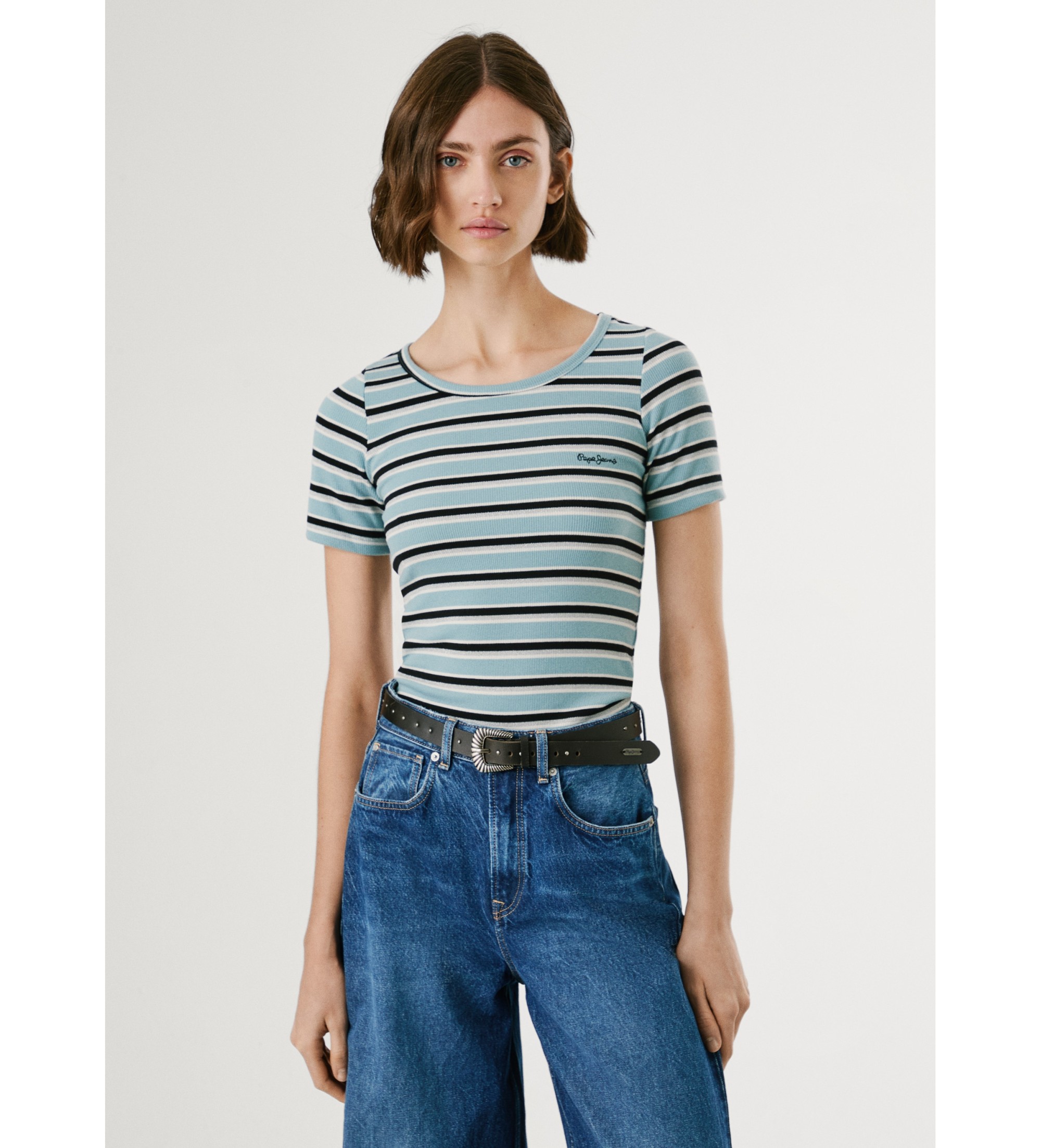 Pepe Jeans für Damen. PL5000036 Belin T-shirt blau (M), Lässig, Baumwolle, Kurzarm