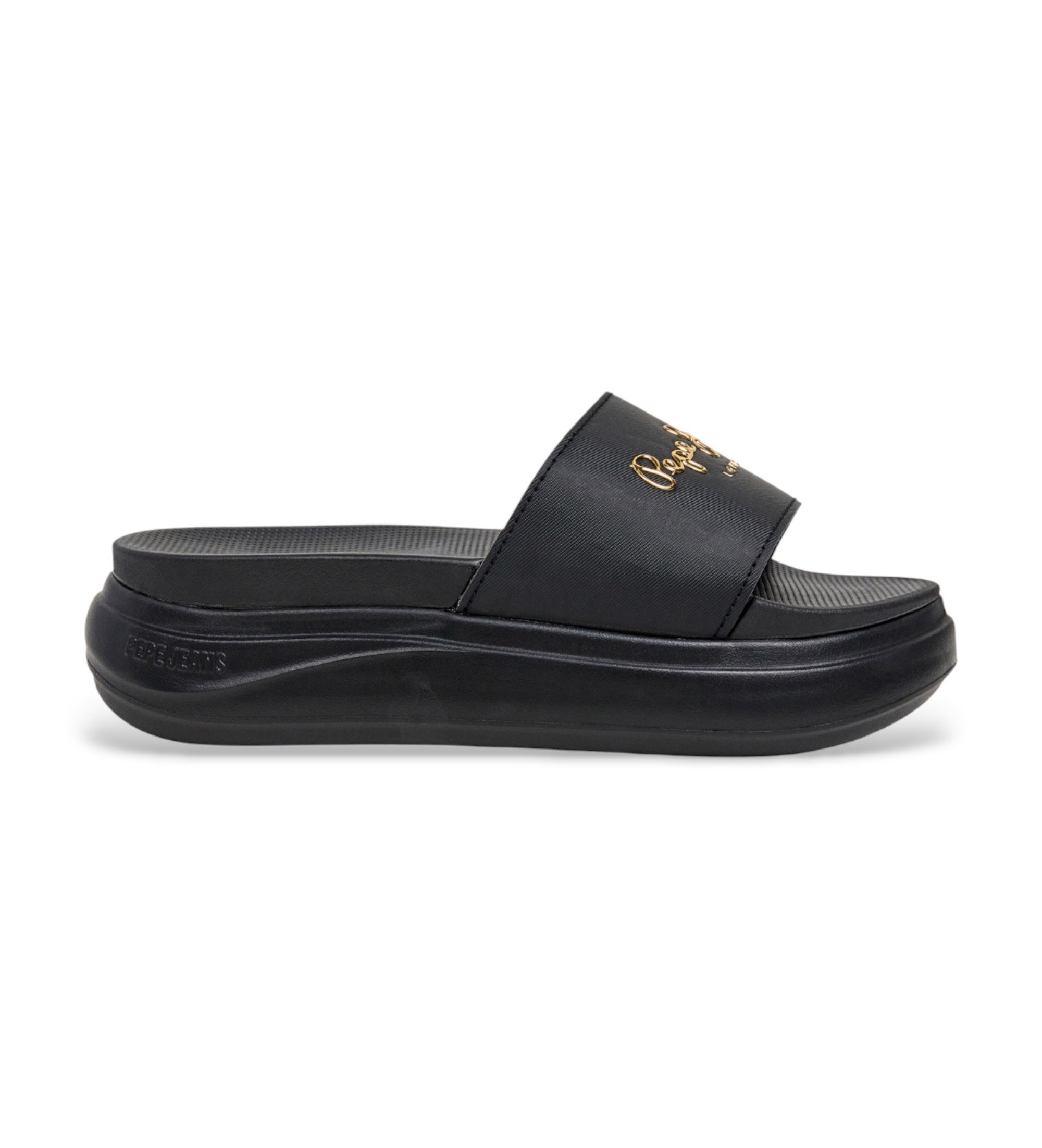 Pepe Jeans für Damen. PLS700001 Bella Log Sandalen schwarz (41), Wohnung, Keine, Strandbekleidung, Polyurethan