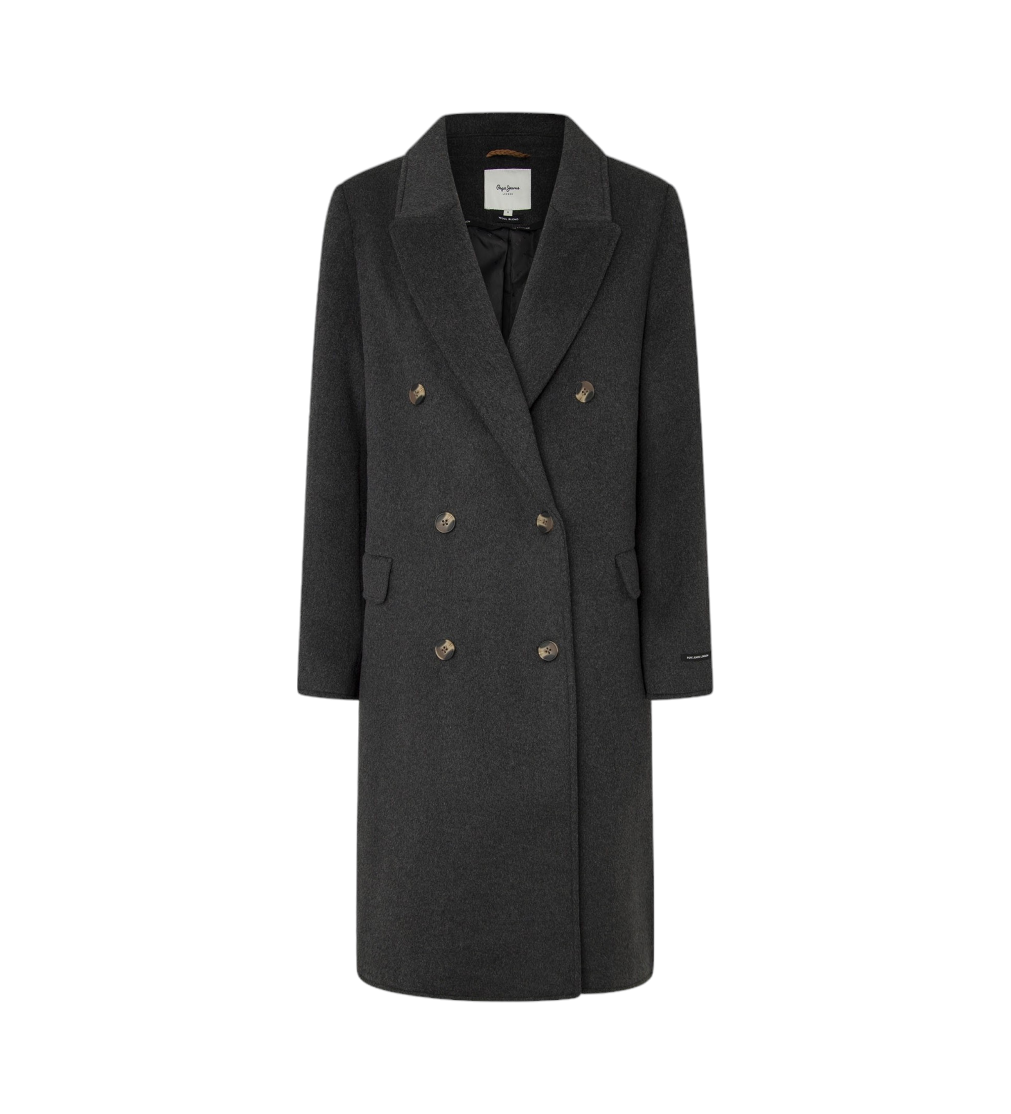 Pepe Jeans für Damen. PL402473 Grauer Beth-Mantel (M), Lässig, Wolle