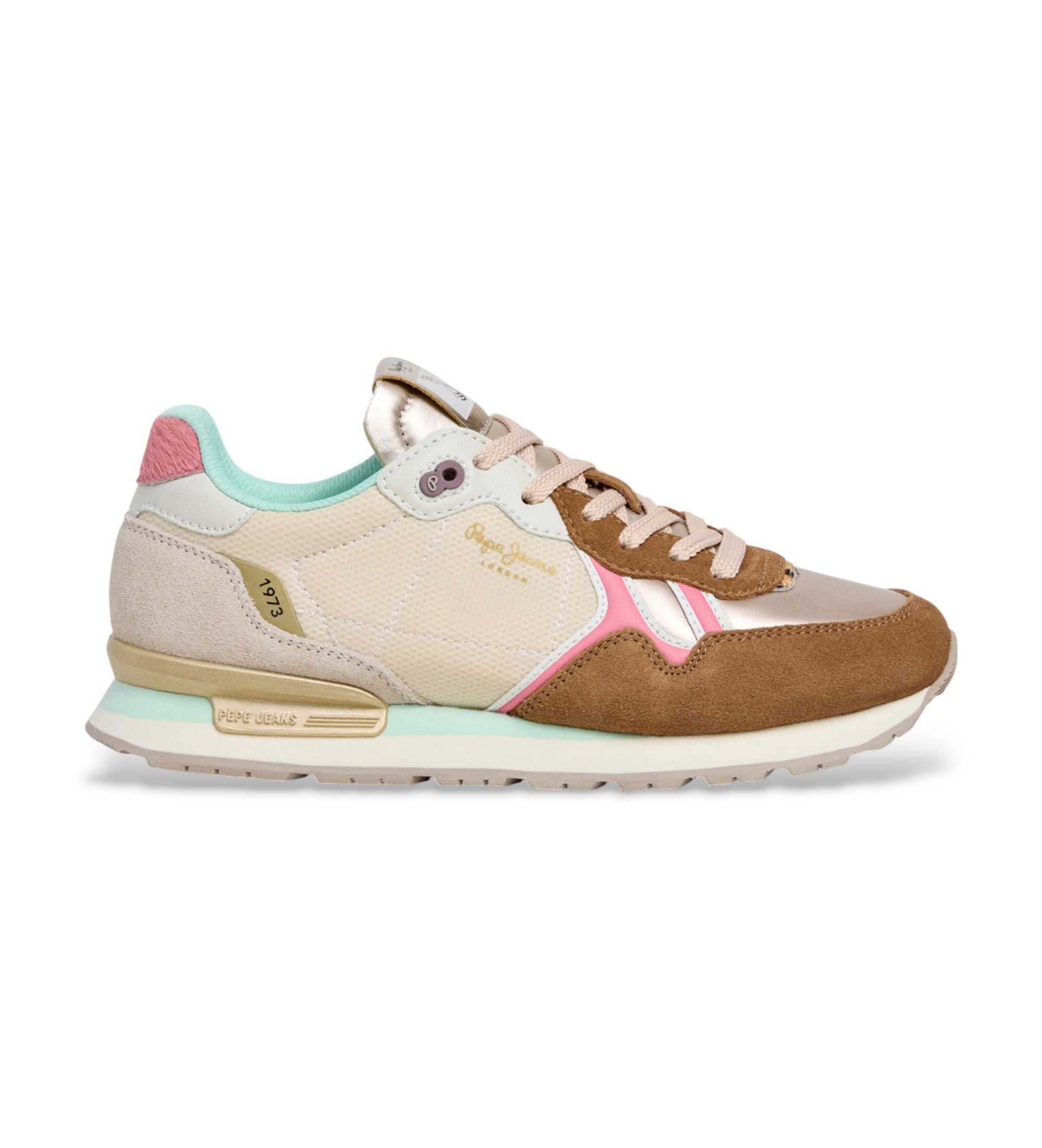 Pepe Jeans für Damen. PLS400023 Sneaker Brit Glen beige (41), Stoff, Wohnung, Schnürsenkel, Lässig