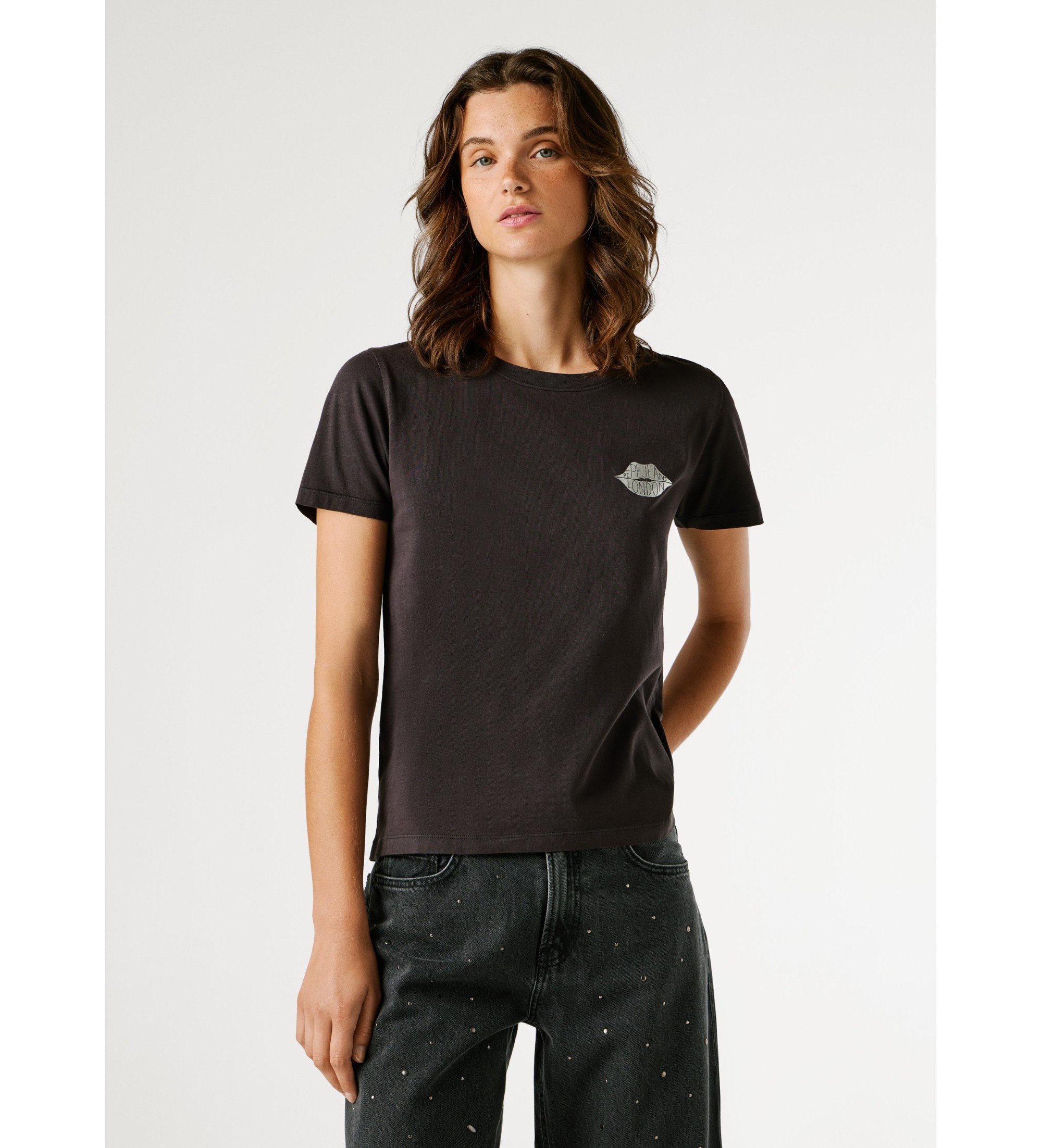 Pepe Jeansvoor vrouwen. PL5000082 Brule shirt zwart (XS), Casual, Katoen, Korte mouwen