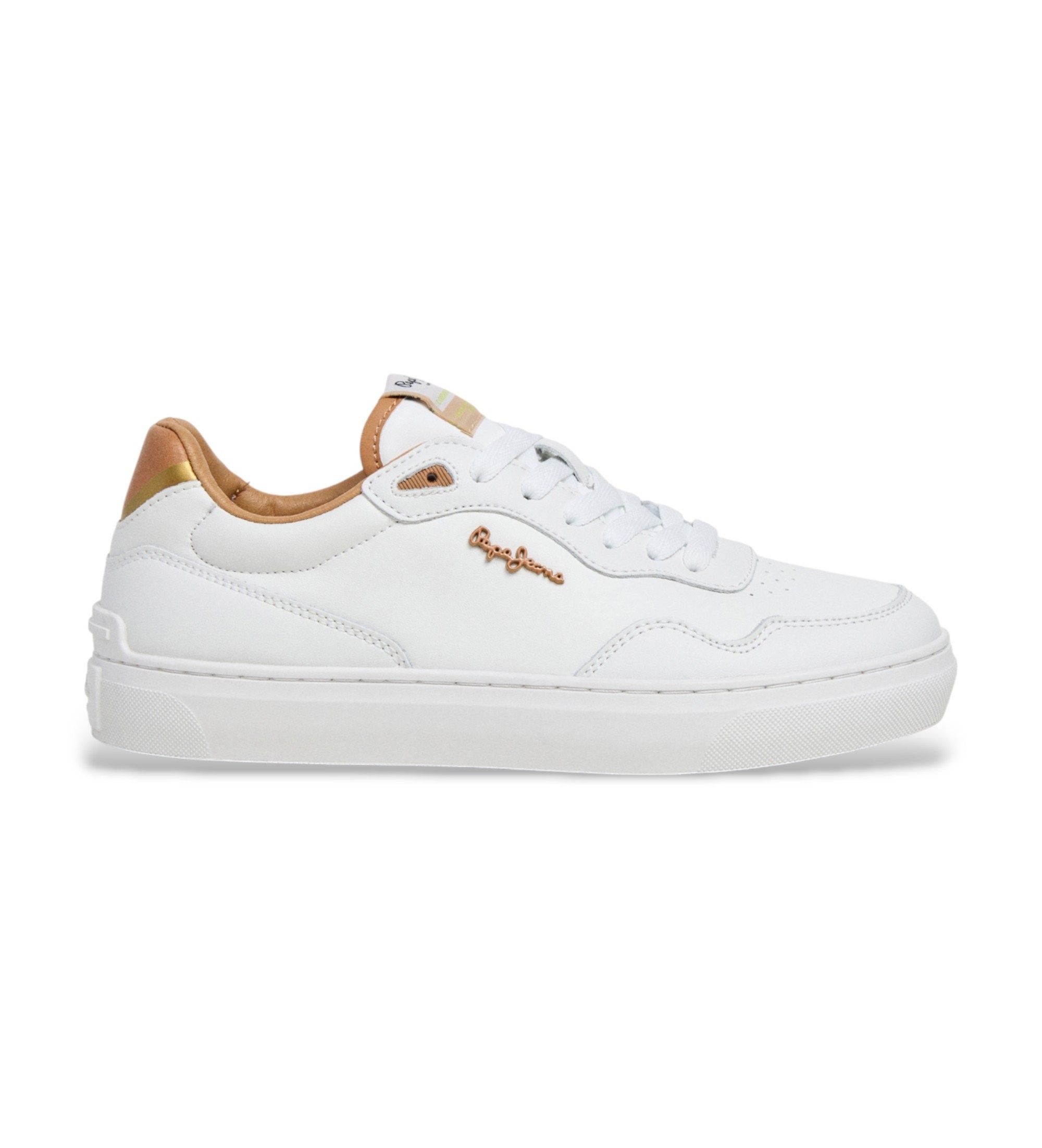 Pepe Jeans für Damen. PLS000030 Camden Class Leder Turnschuhe weiß (39), Wohnung, Schnürsenkel, Lässig