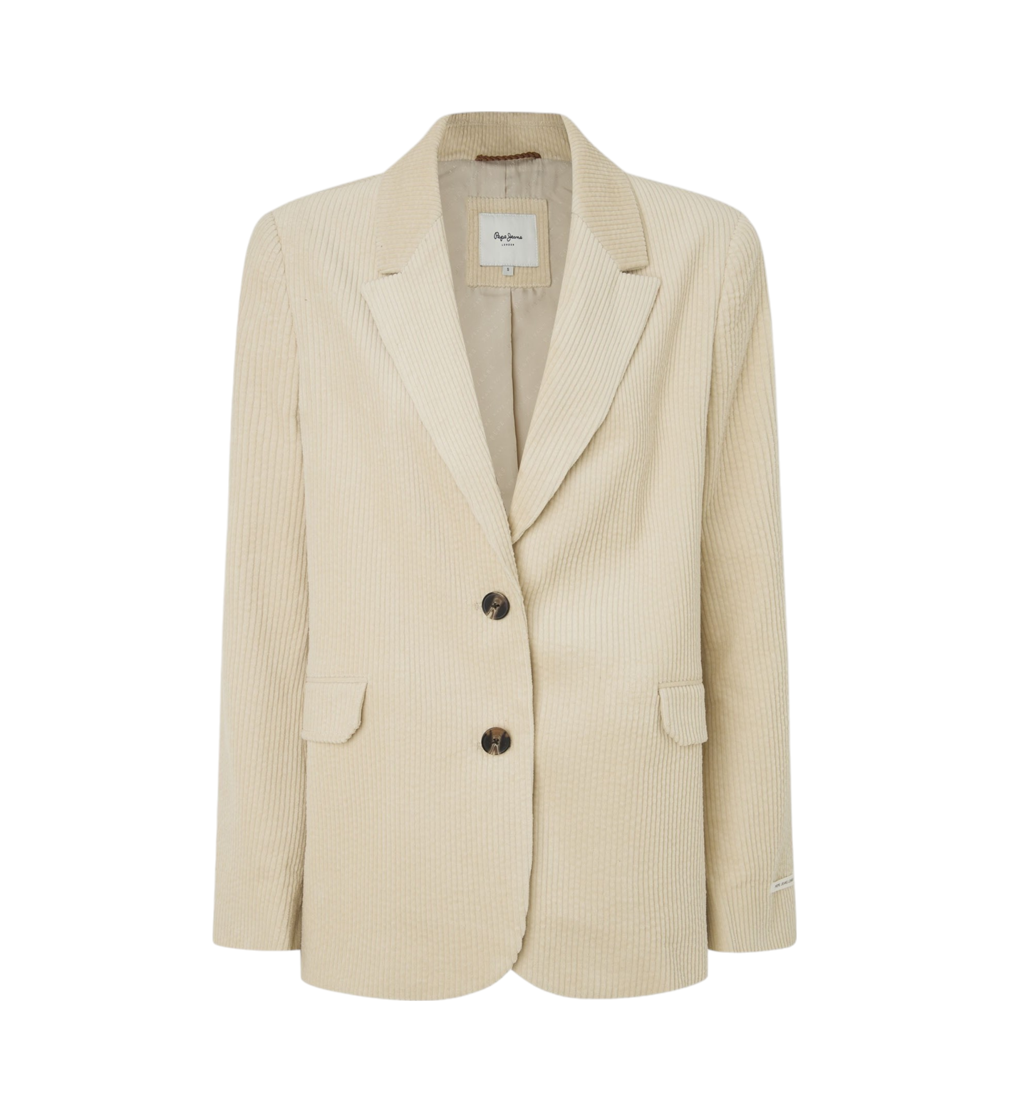 Pepe Jeans für Damen. PL402459 Beigefarbener Blazer Cara beige (L), Weiß, Lässig, Baumwolle