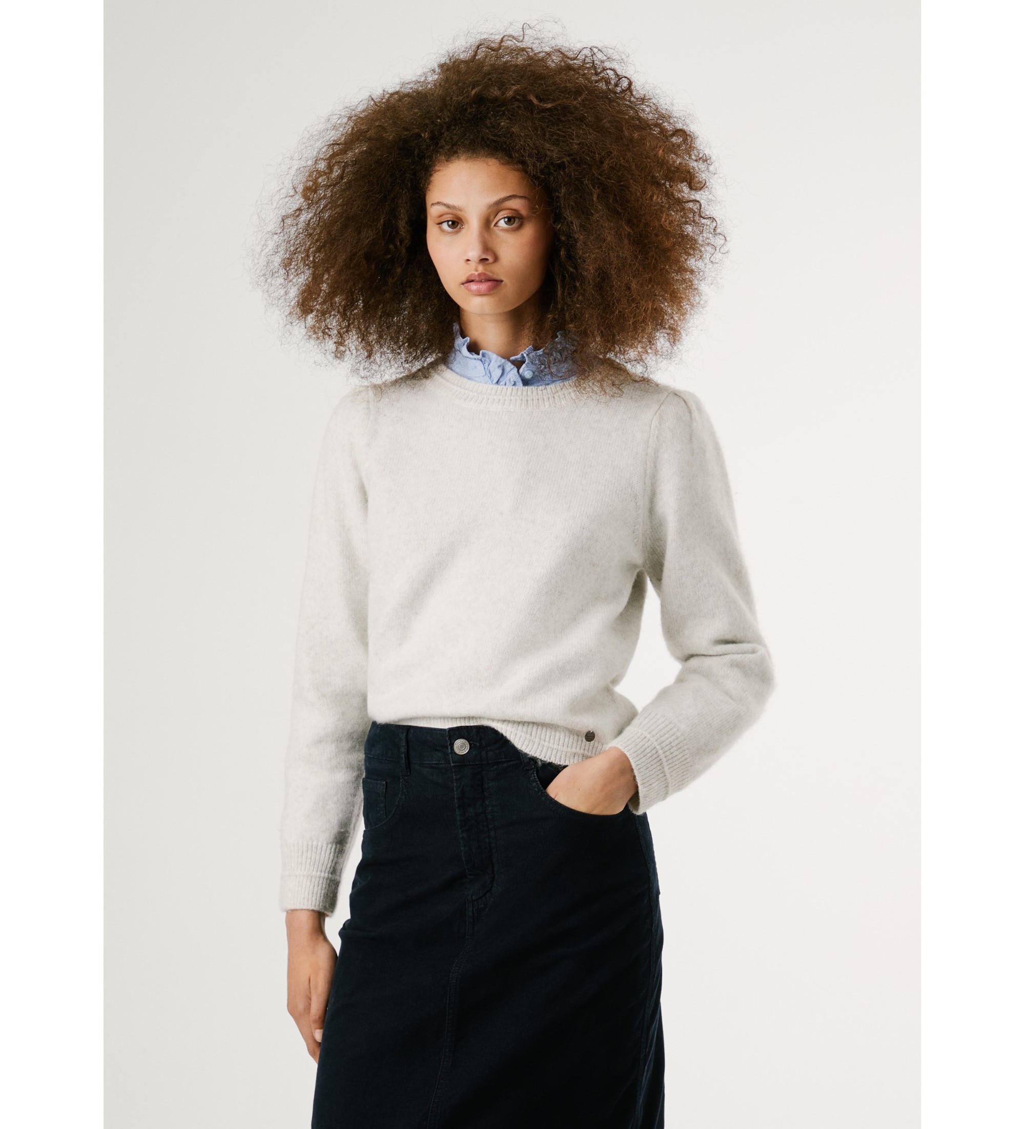 Pepe Jeans für Damen. PL7000045 Jersey Elegant gebrochenes Weiß (S), Lässig, Polyester, Langarm