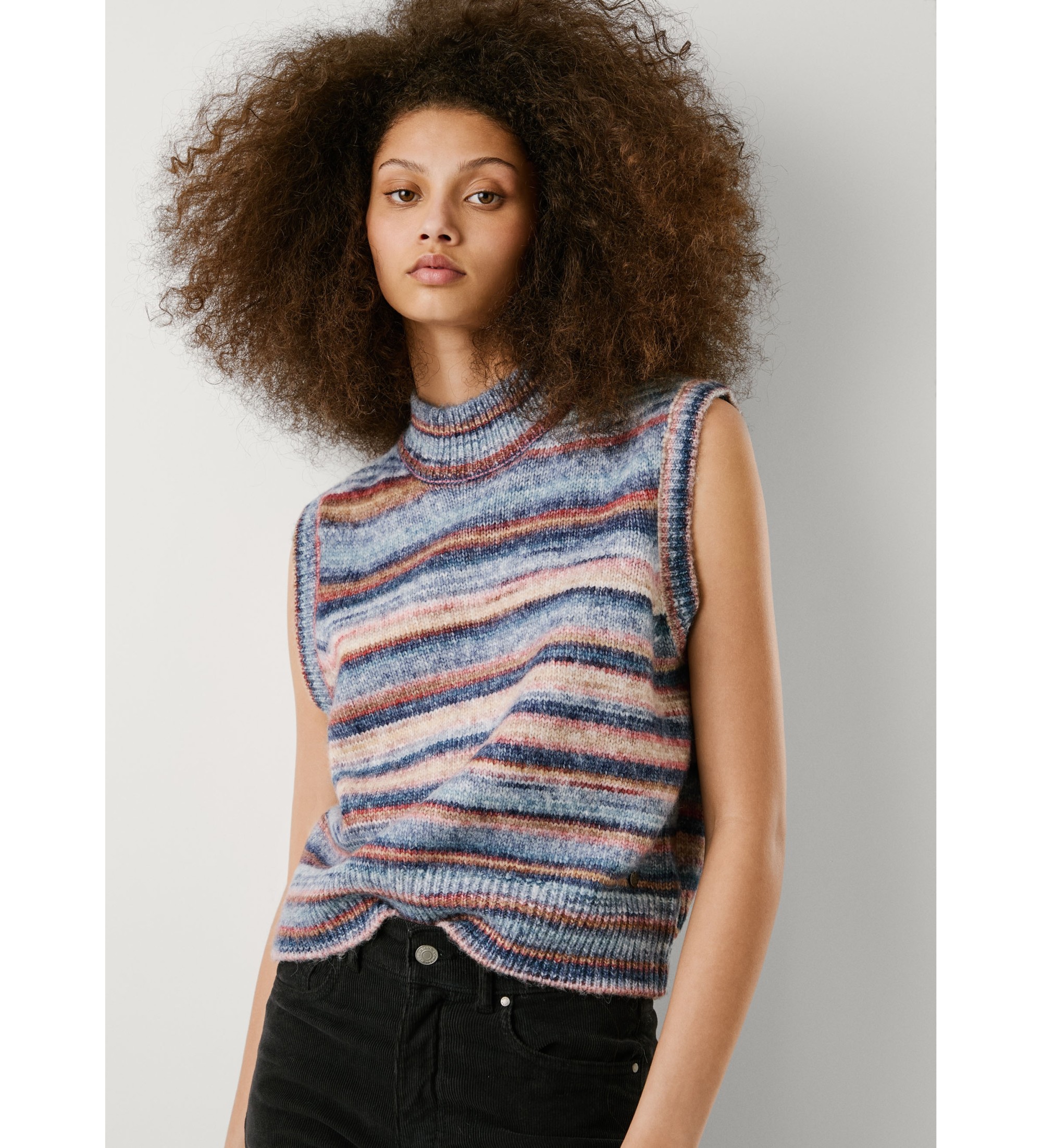 Pepe Jeans für Damen. PL7000009 Mehrfarbige hellblaue Weste (S), Lässig, Polyester, Ärmellos / Hosenträger
