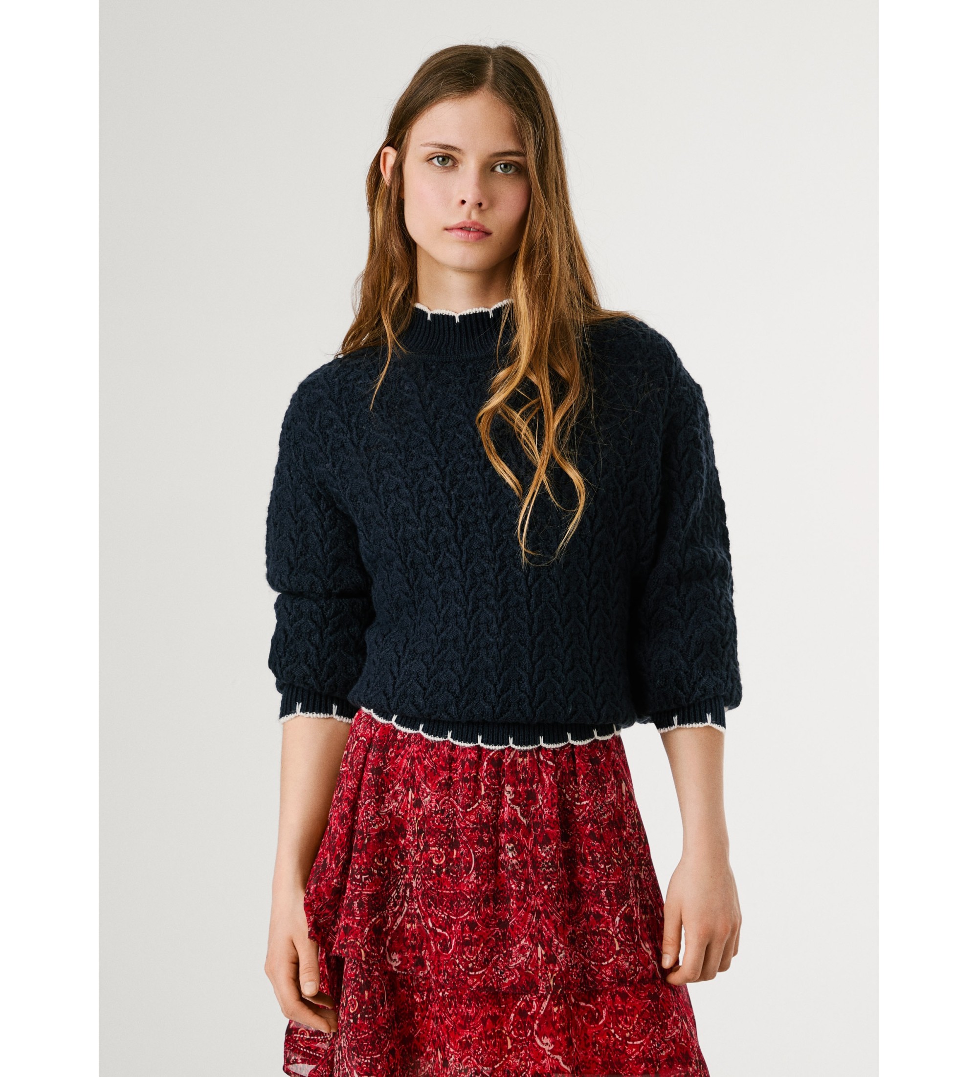 Pepe Jeans für Damen. PL7000016 Charil marineblauer Pullover (S), Lässig, Acryl