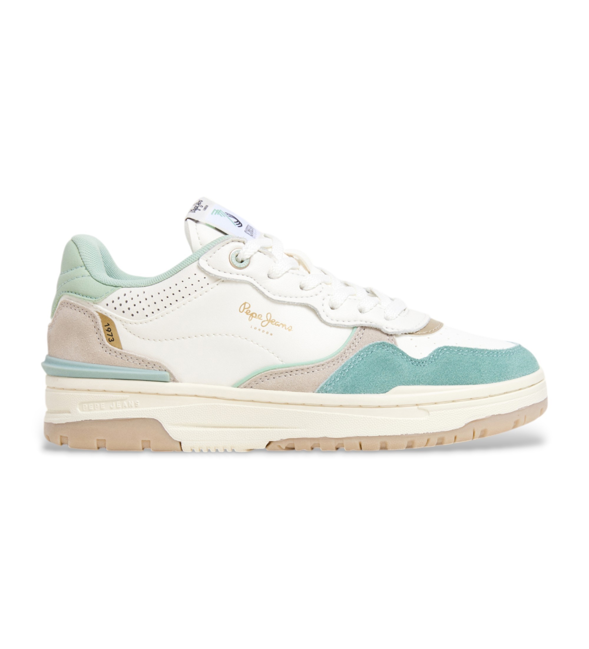 Pepe Jeans für Damen. PLS00034 Chester Ivy Lederschuhe weiß (39), Wohnung, Wildleder, Schnürsenkel, Lässig