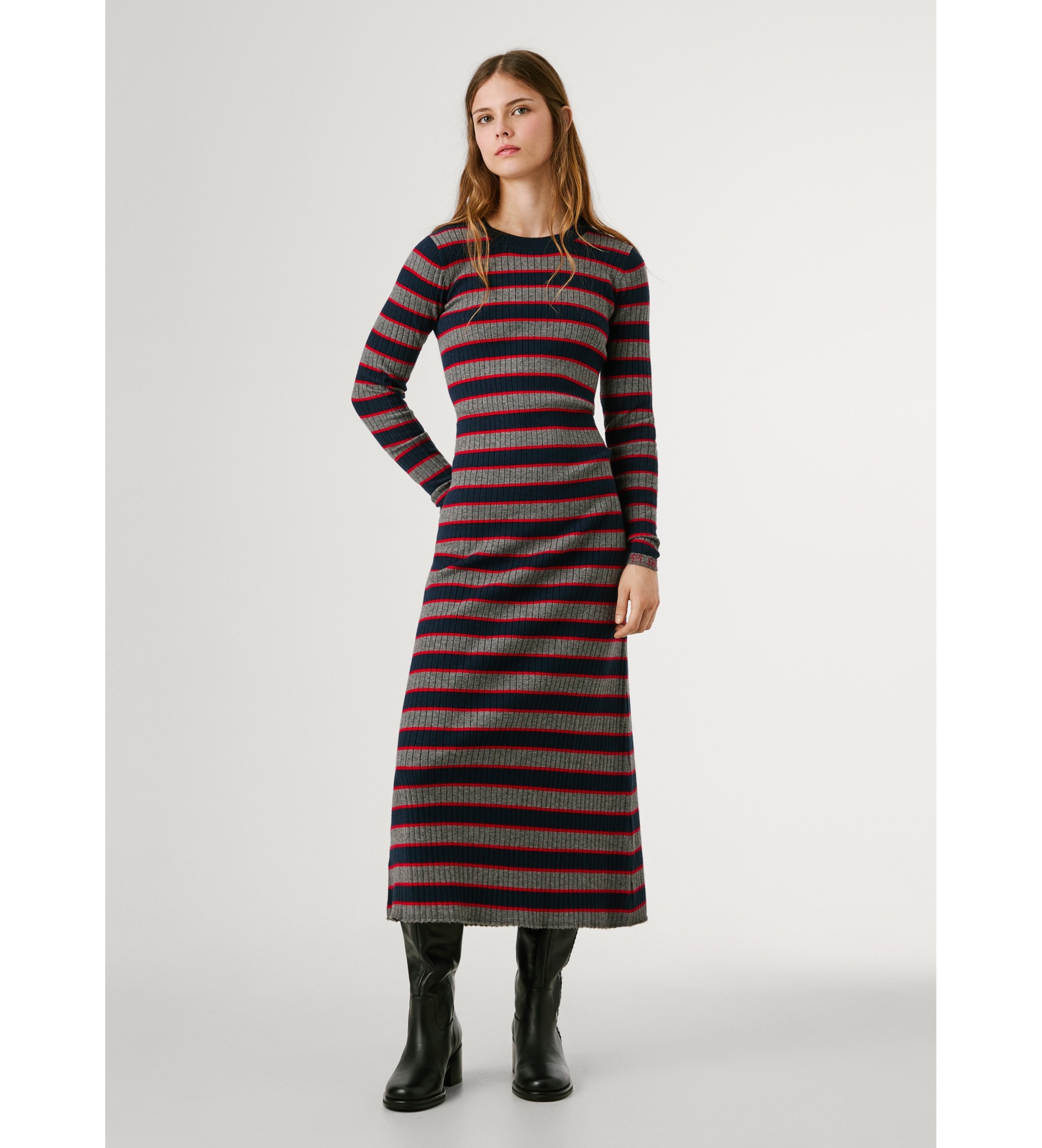 Pepe Jeans für Damen. PL9537715 Clarisse Kleid navy (S), Lässig, Viskose, Langarm, Marine